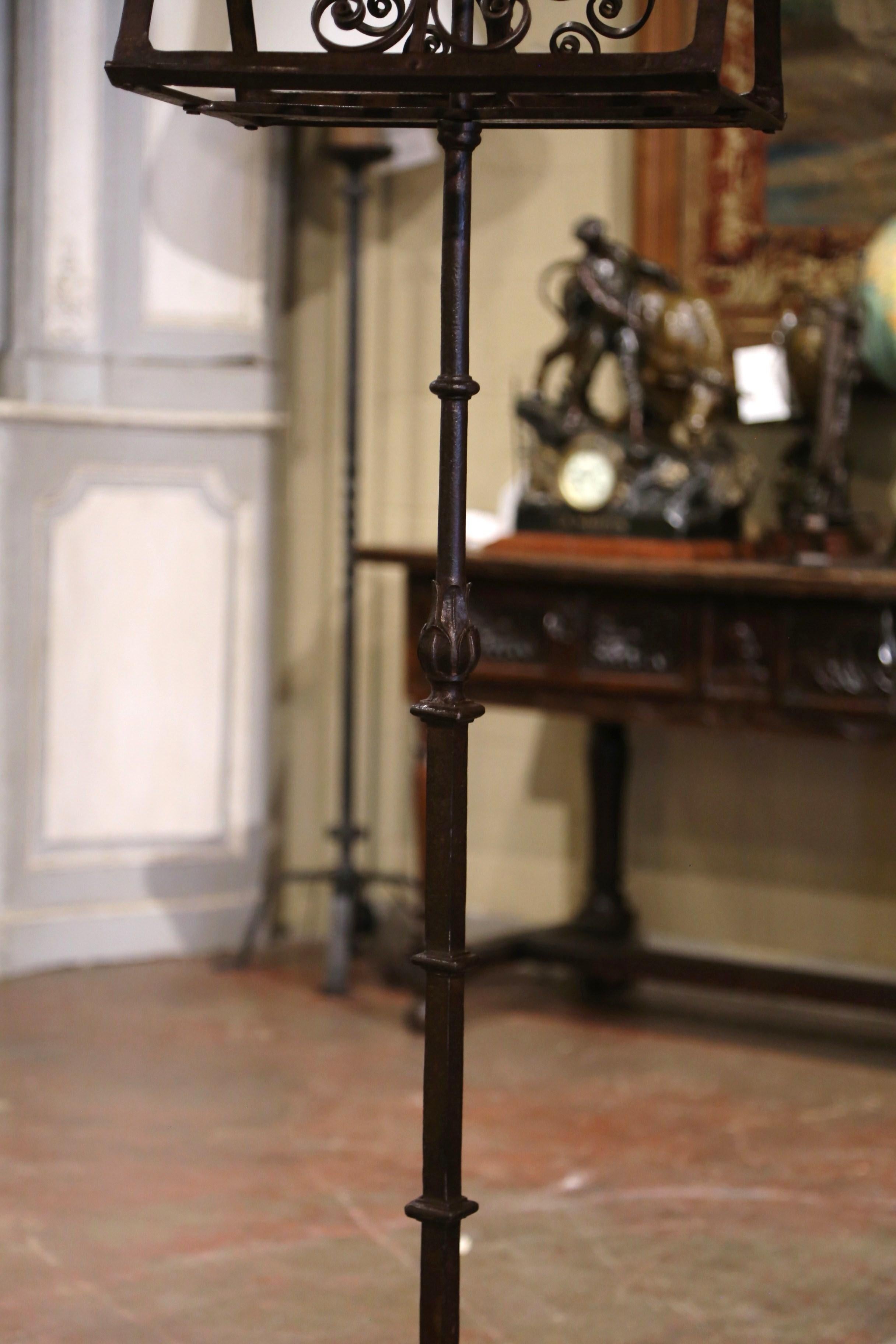 Wrought Iron 19th Century French Two-Side Forged Iron Music Stand Lectern with Fleur-de-Lys