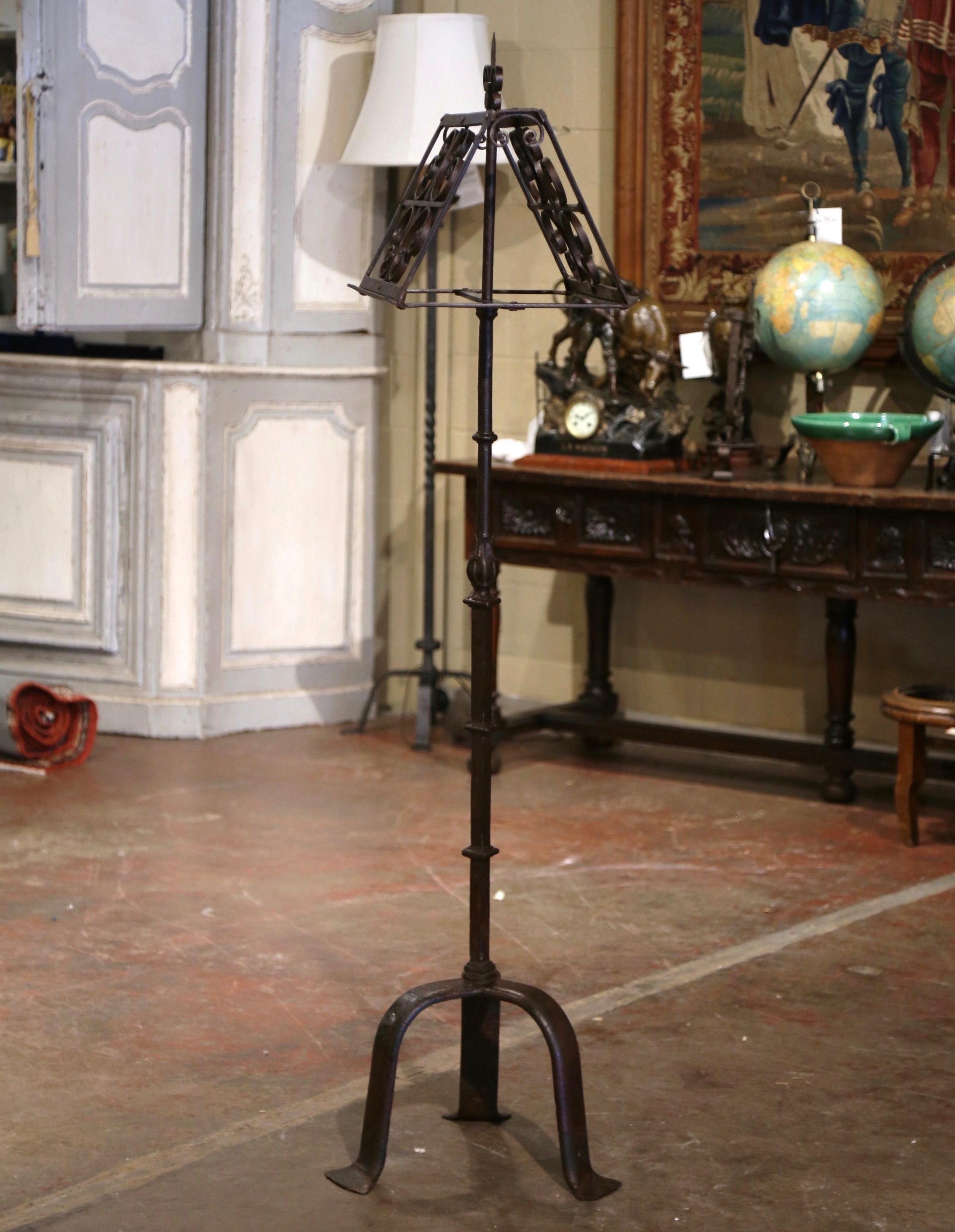 19th Century French Two-Side Forged Iron Music Stand Lectern with Fleur-de-Lys 1