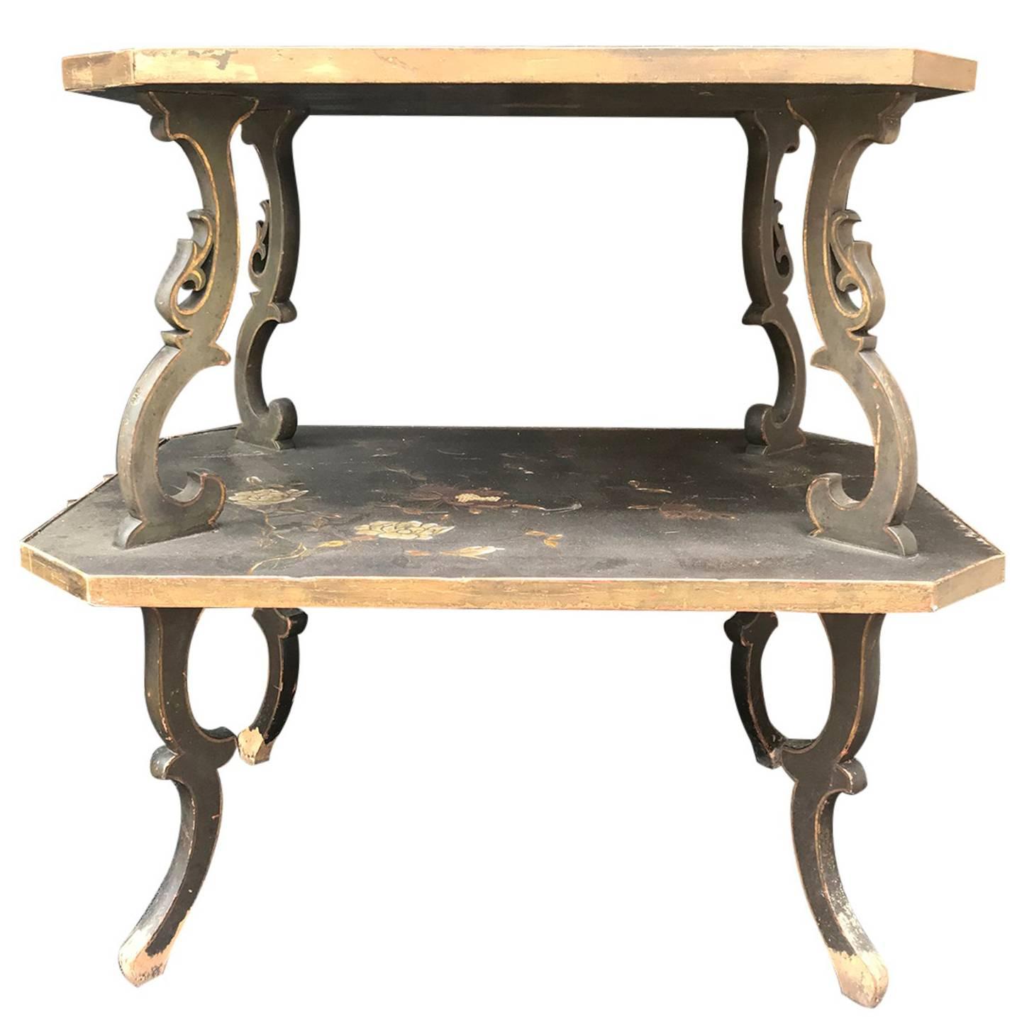 19th Century French Two-Tier Chinoiserie Table by Maison De L'Escalier