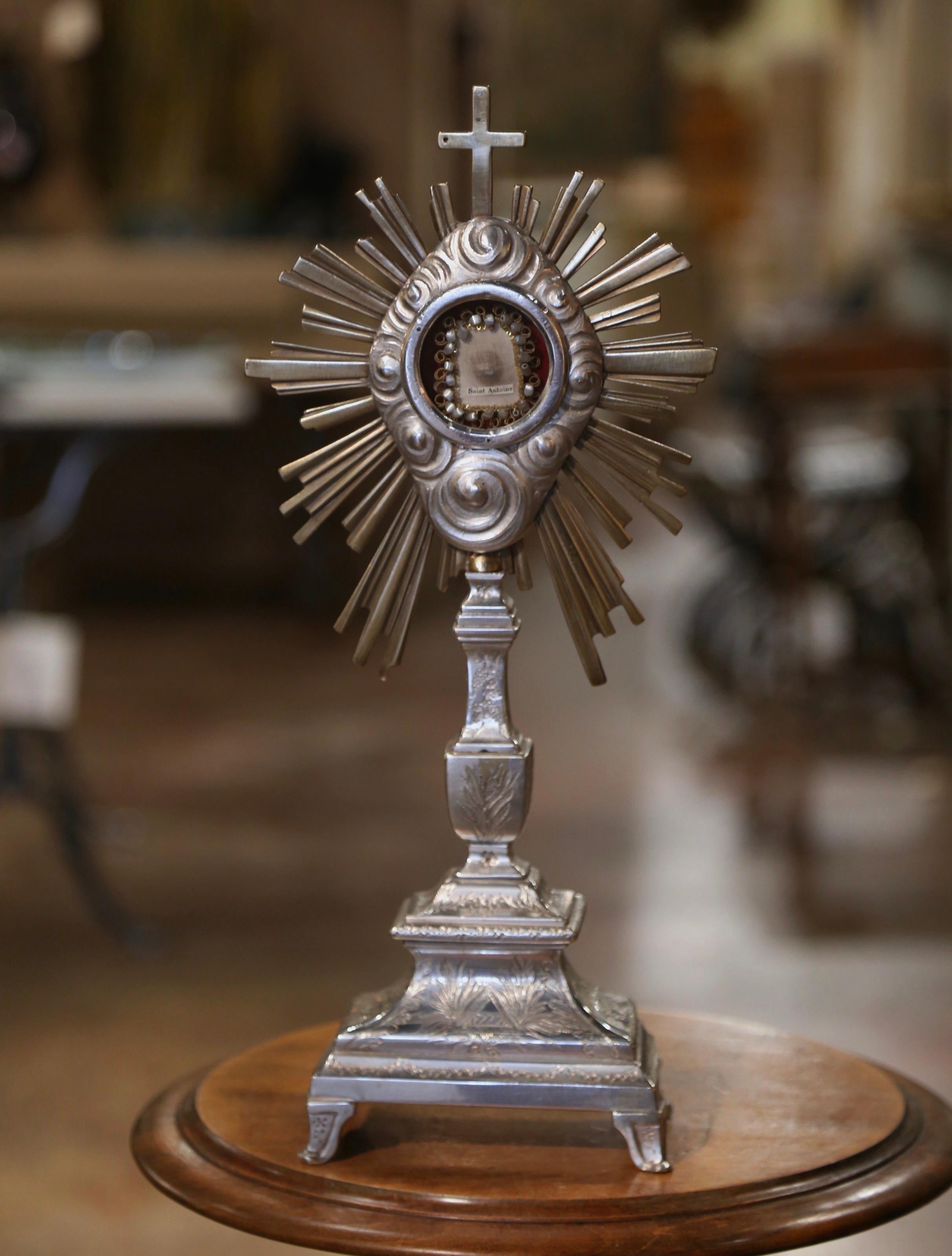 Hand-Crafted 19th Century French Two-Tone Silvered and Bronze Catholic Monstrance 