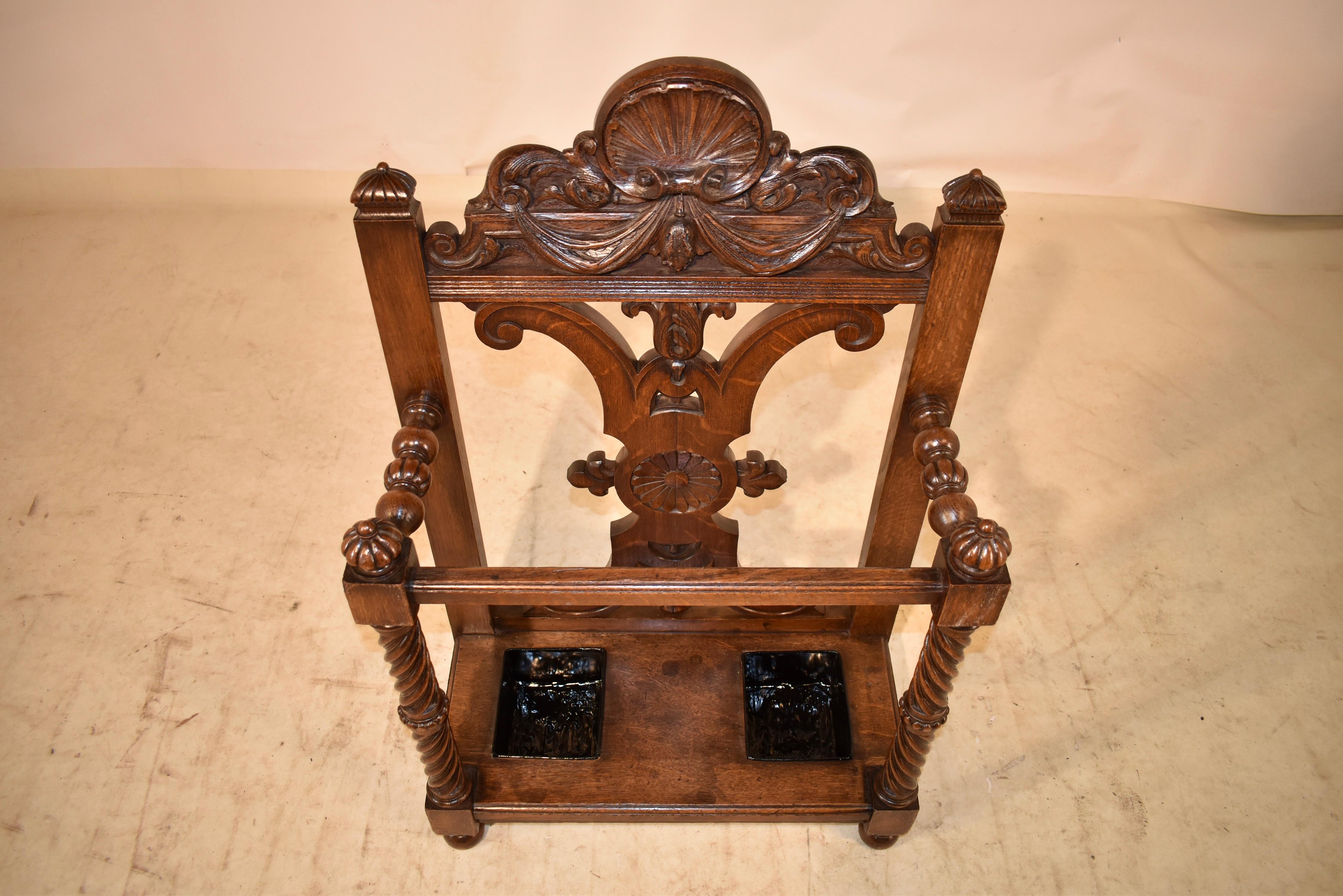 Hand-Carved 19th Century French Umbrella Stand For Sale