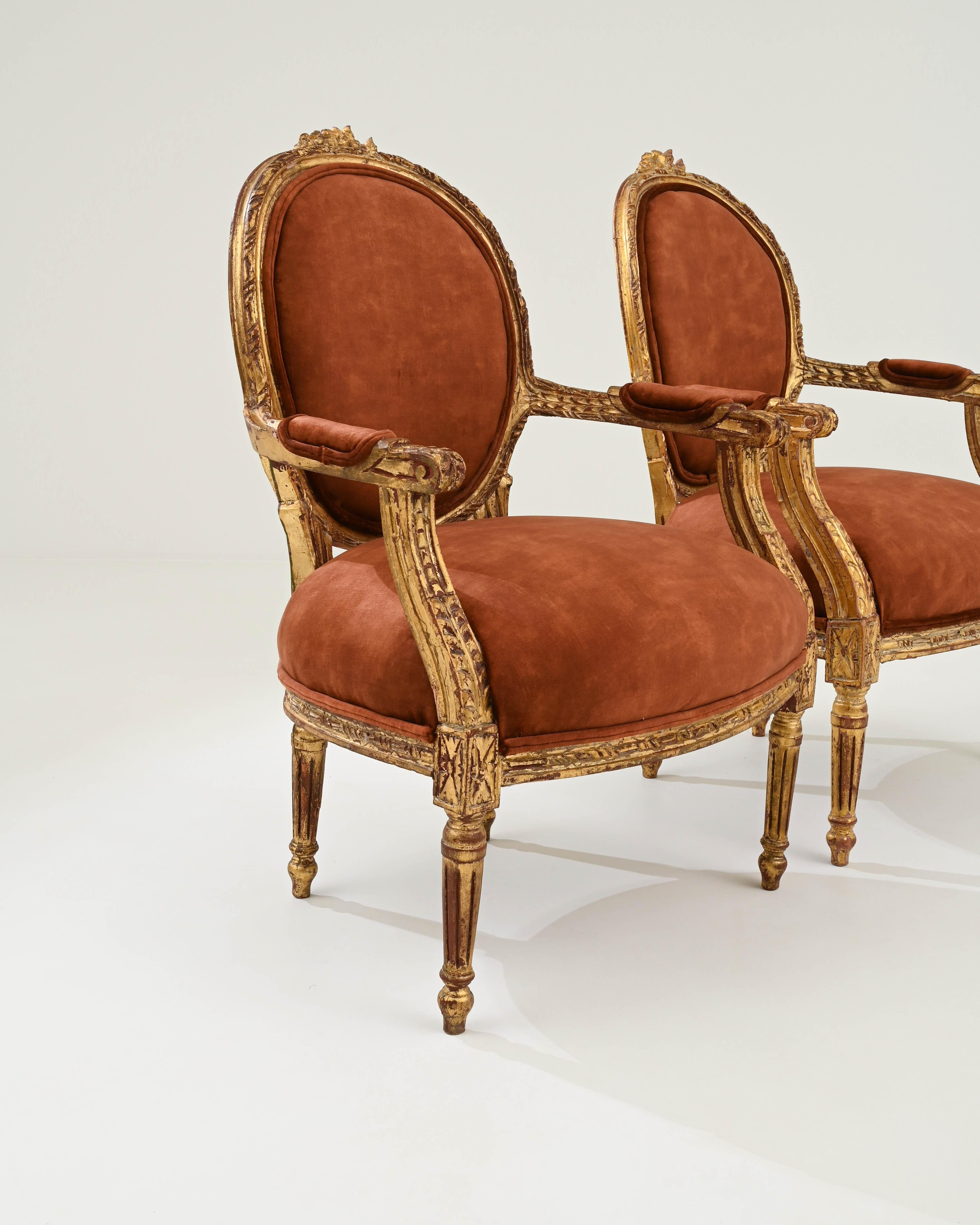 19th Century French Upholstered Armchairs, A Pair 5