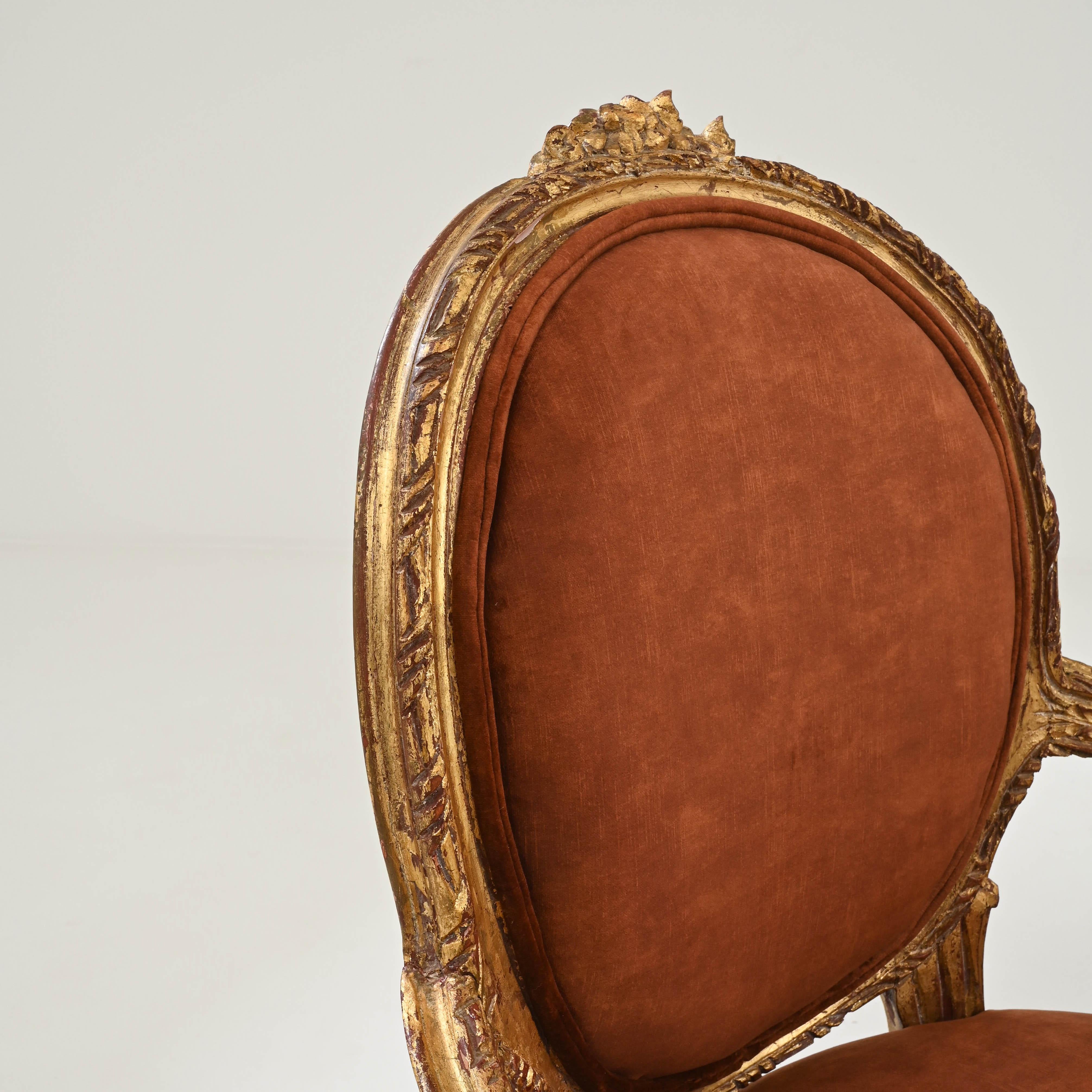 19th Century French Upholstered Armchairs, A Pair 7