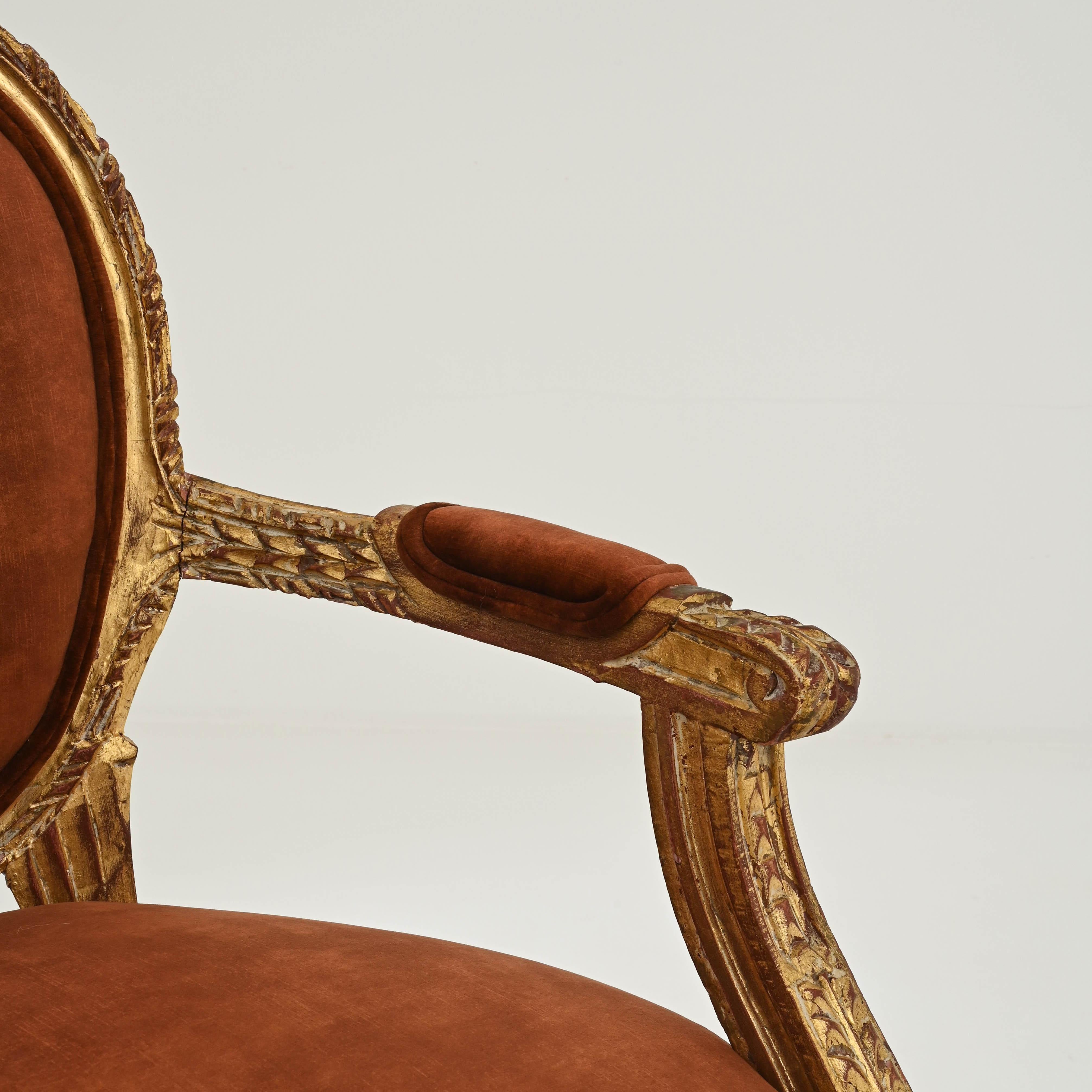 19th Century French Upholstered Armchairs, A Pair 8