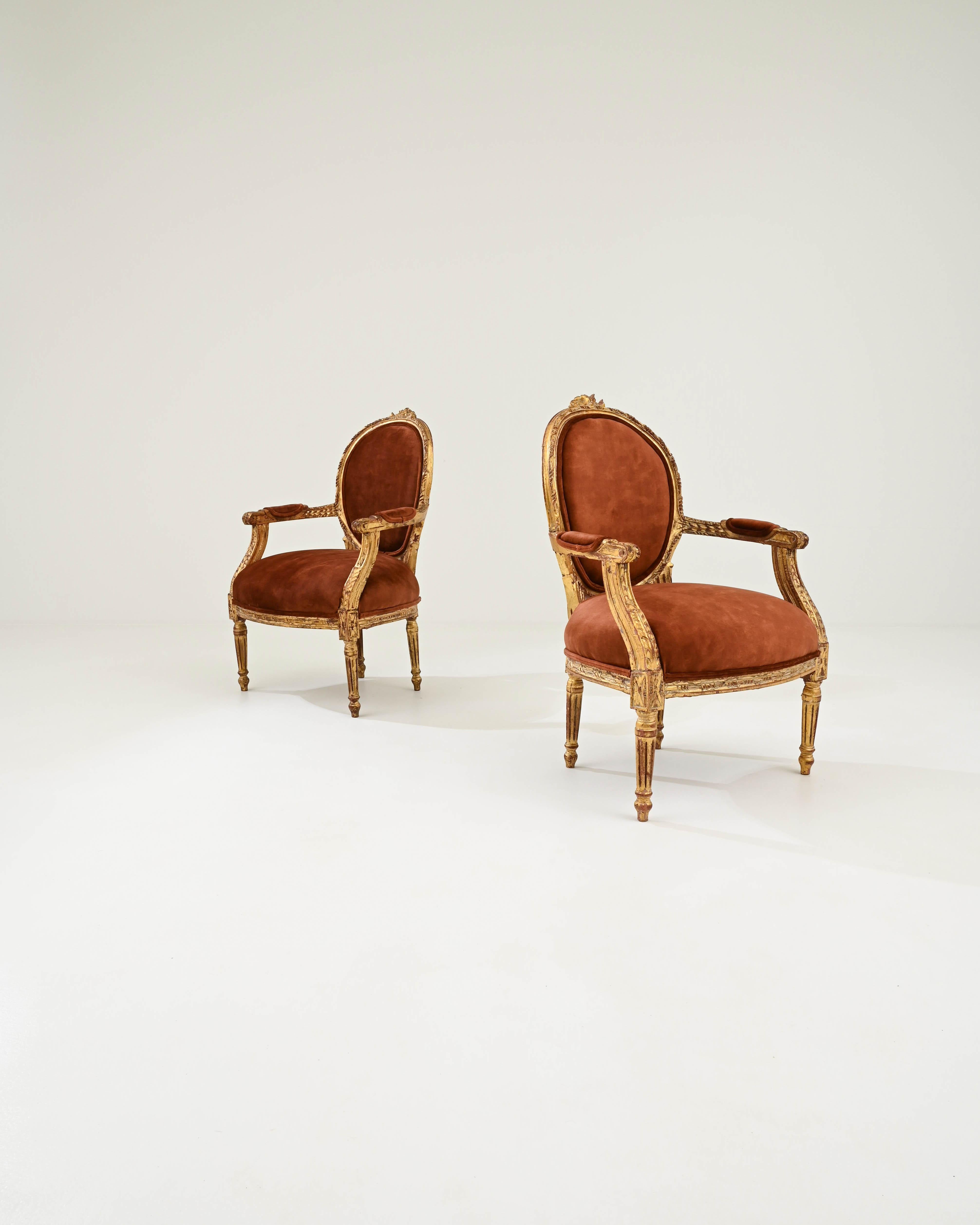 19th Century French Upholstered Armchairs, A Pair In Good Condition In High Point, NC