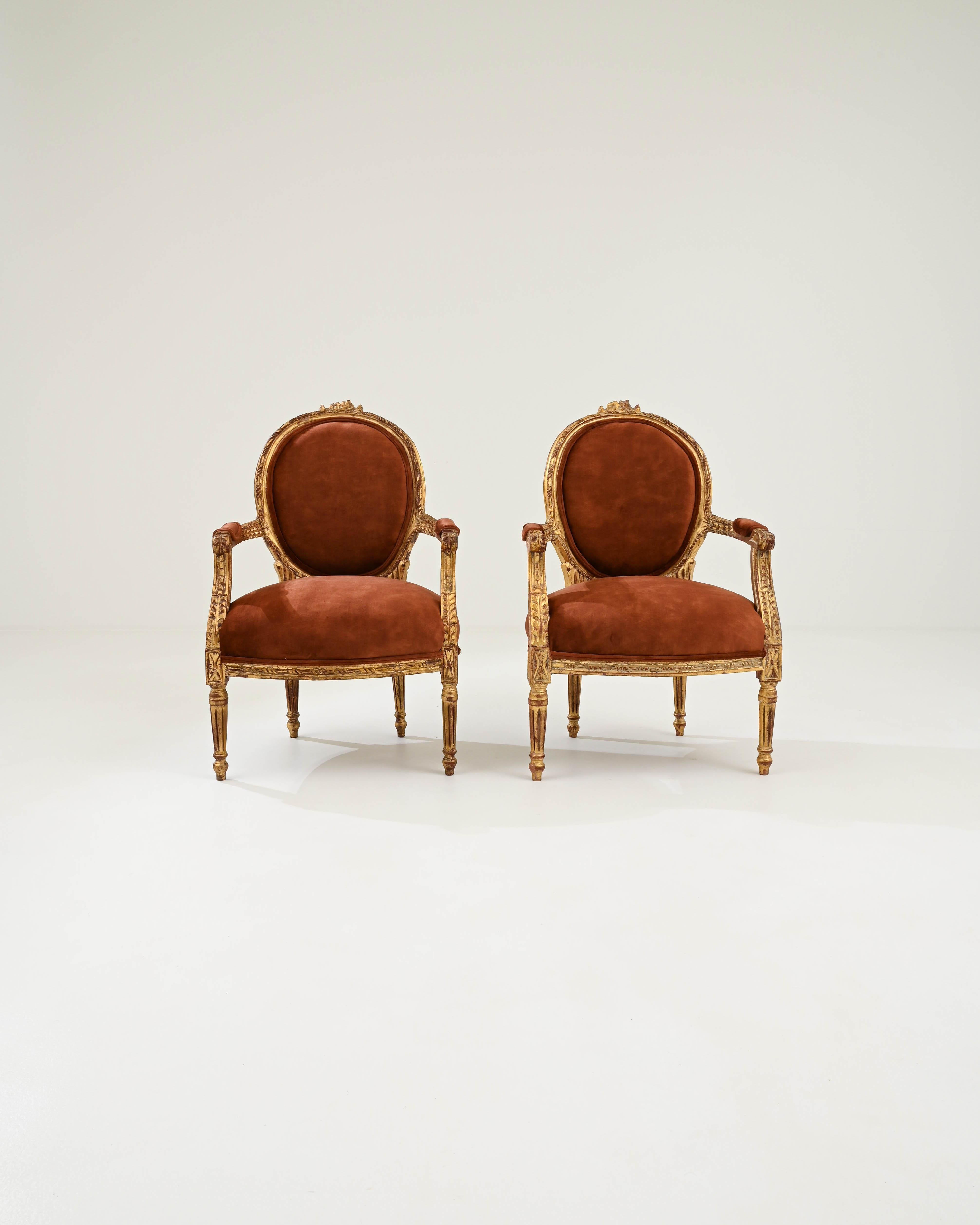 Upholstery 19th Century French Upholstered Armchairs, A Pair