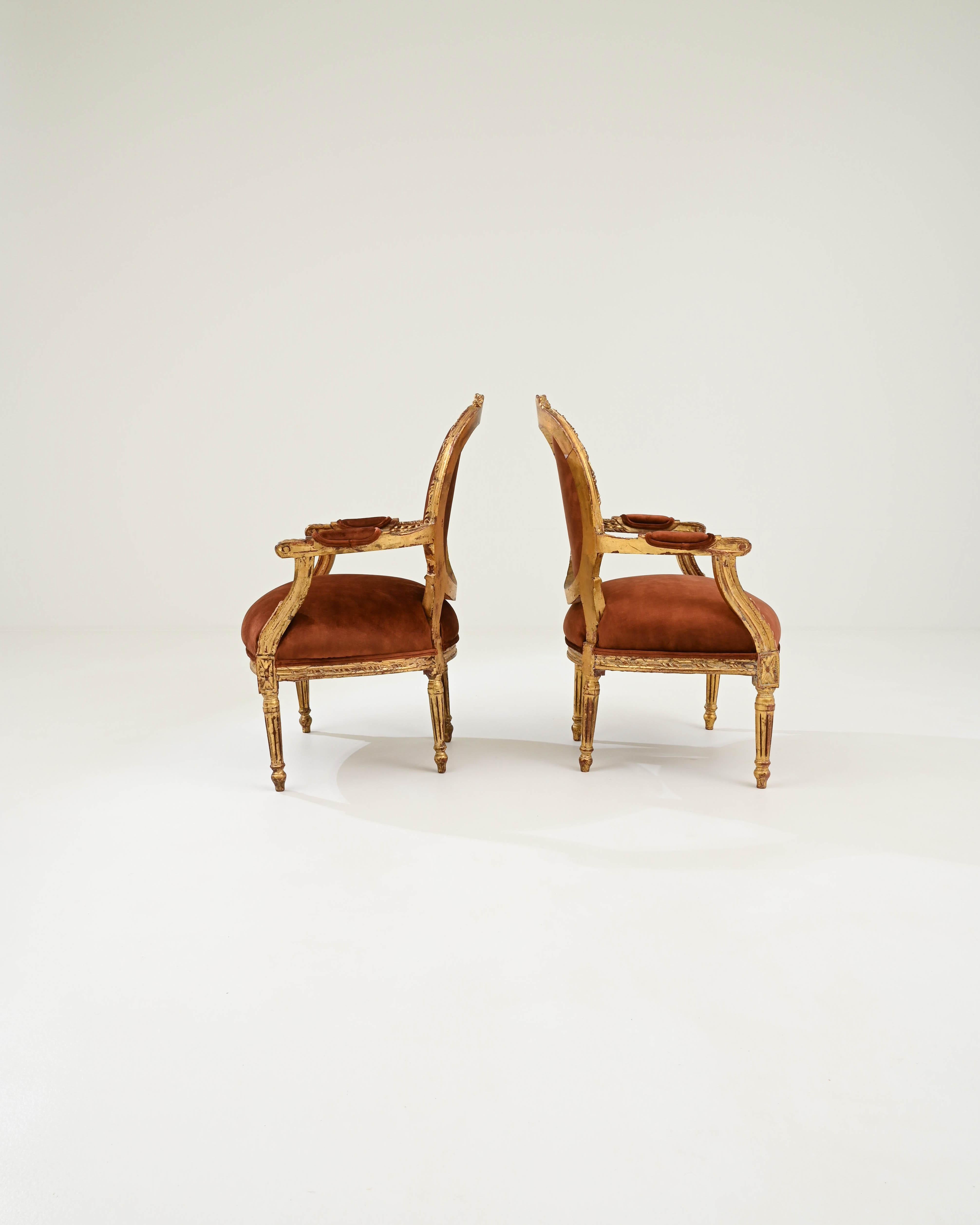 19th Century French Upholstered Armchairs, A Pair 1