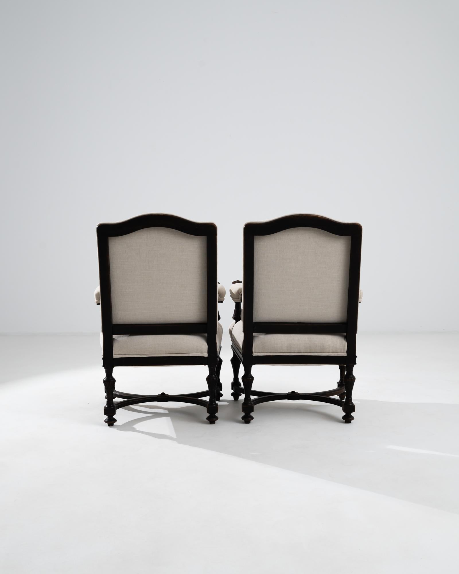 19th Century French Upholstered Armchairs, a Pair 2