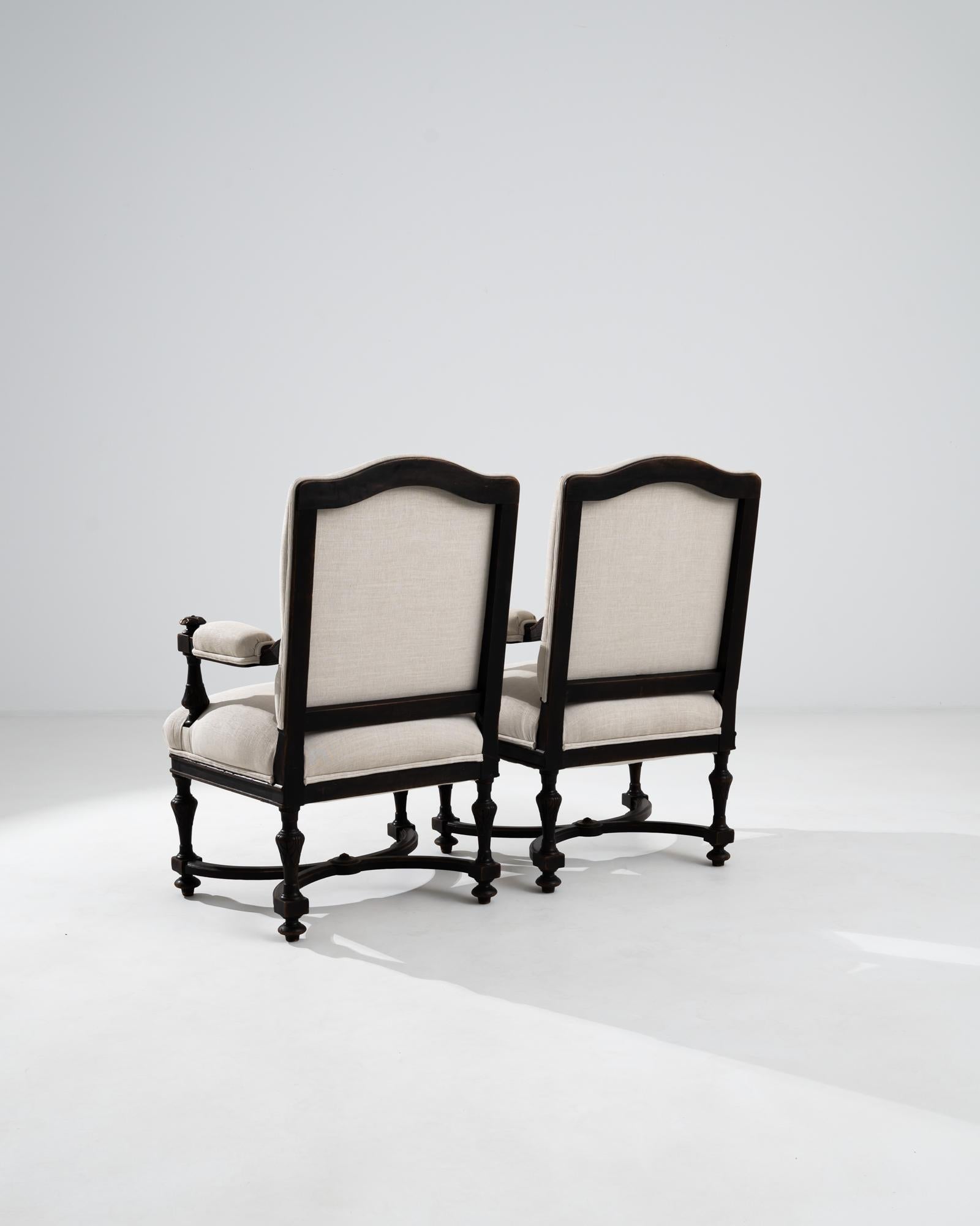 19th Century French Upholstered Armchairs, a Pair 3