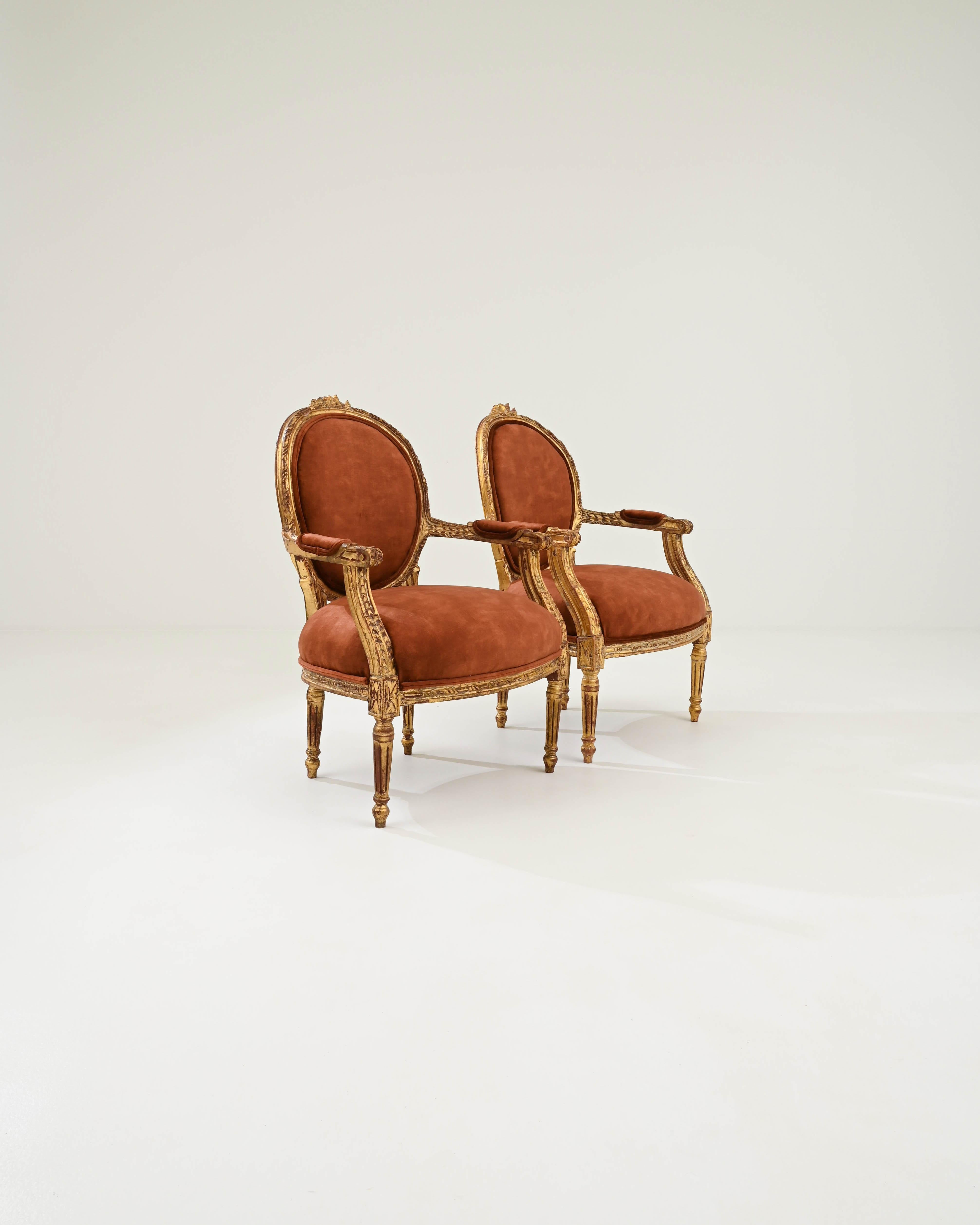19th Century French Upholstered Armchairs, A Pair 4