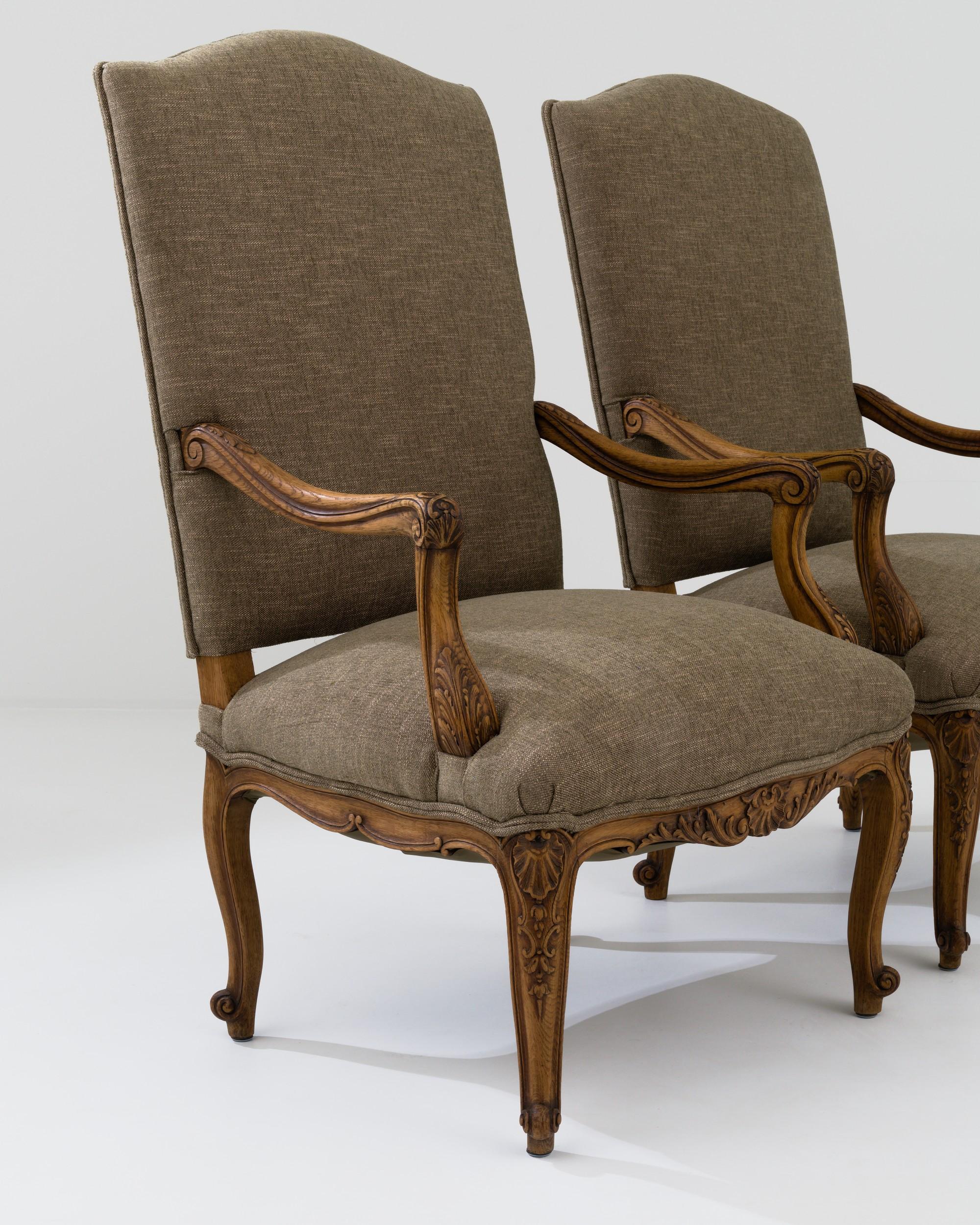19th Century French Upholstered Armchairs, Set of 2 5