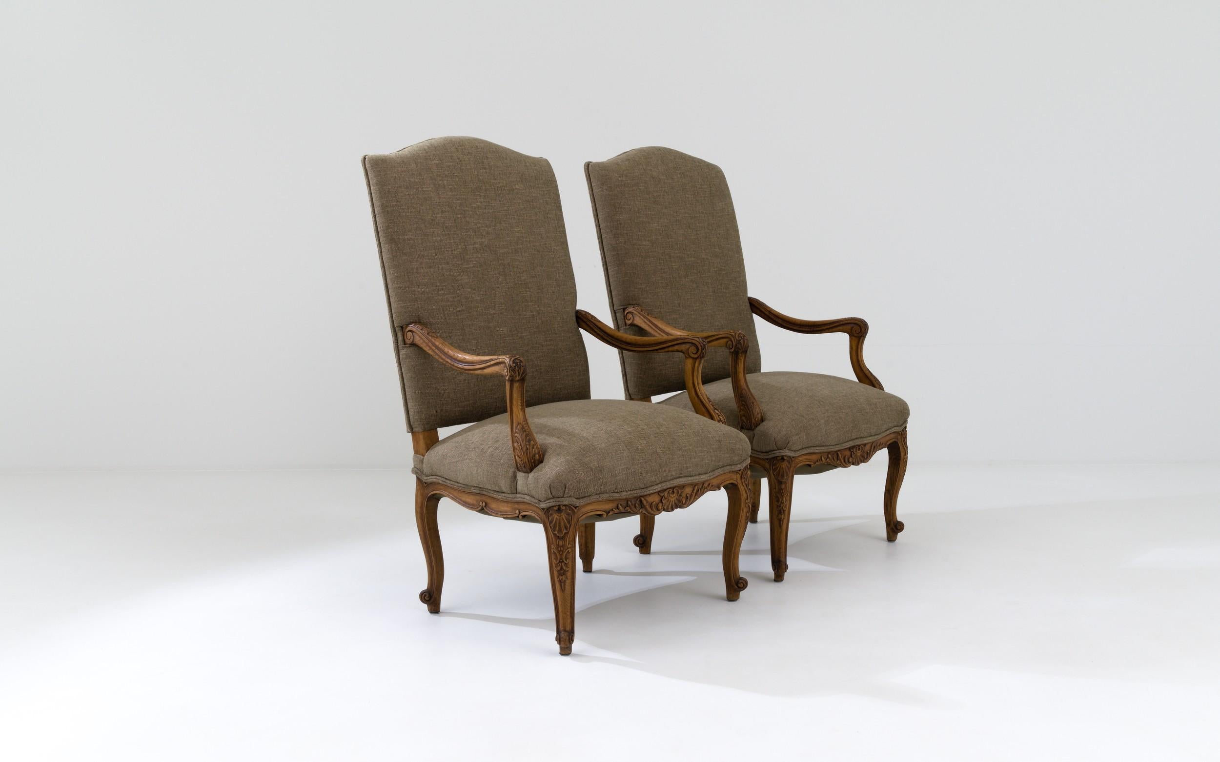 19th Century French Upholstered Armchairs, Set of 2 6