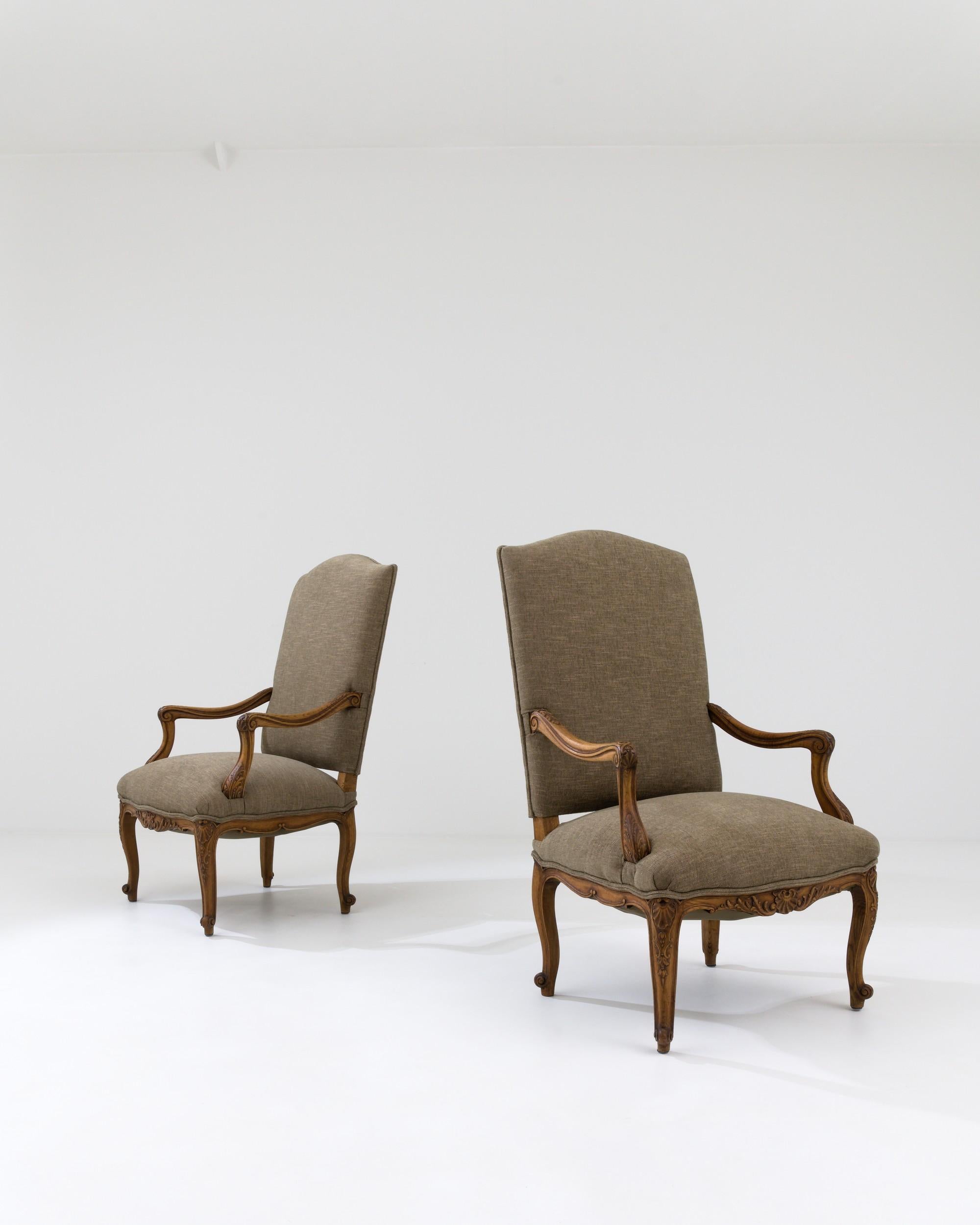 19th Century French Upholstered Armchairs, Set of 2 In Good Condition In High Point, NC
