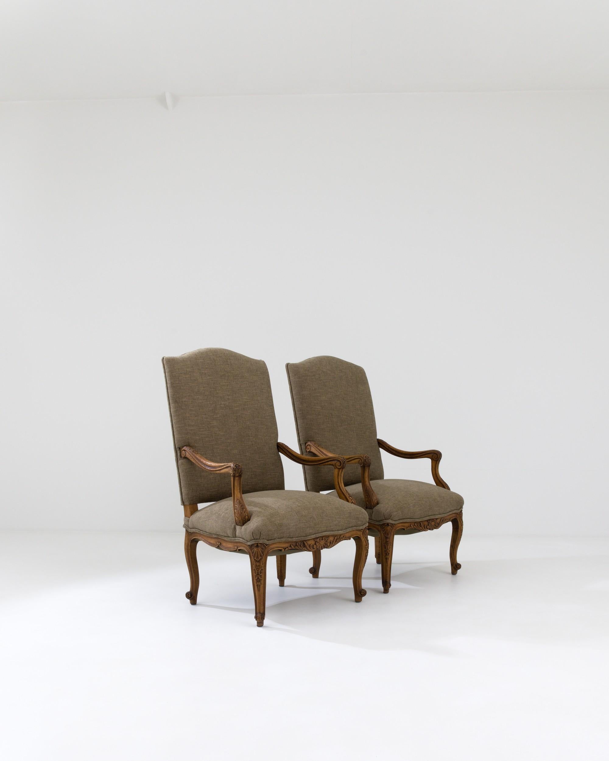 19th Century French Upholstered Armchairs, Set of 2 4