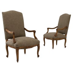 19th Century French Upholstered Armchairs, Set of 2