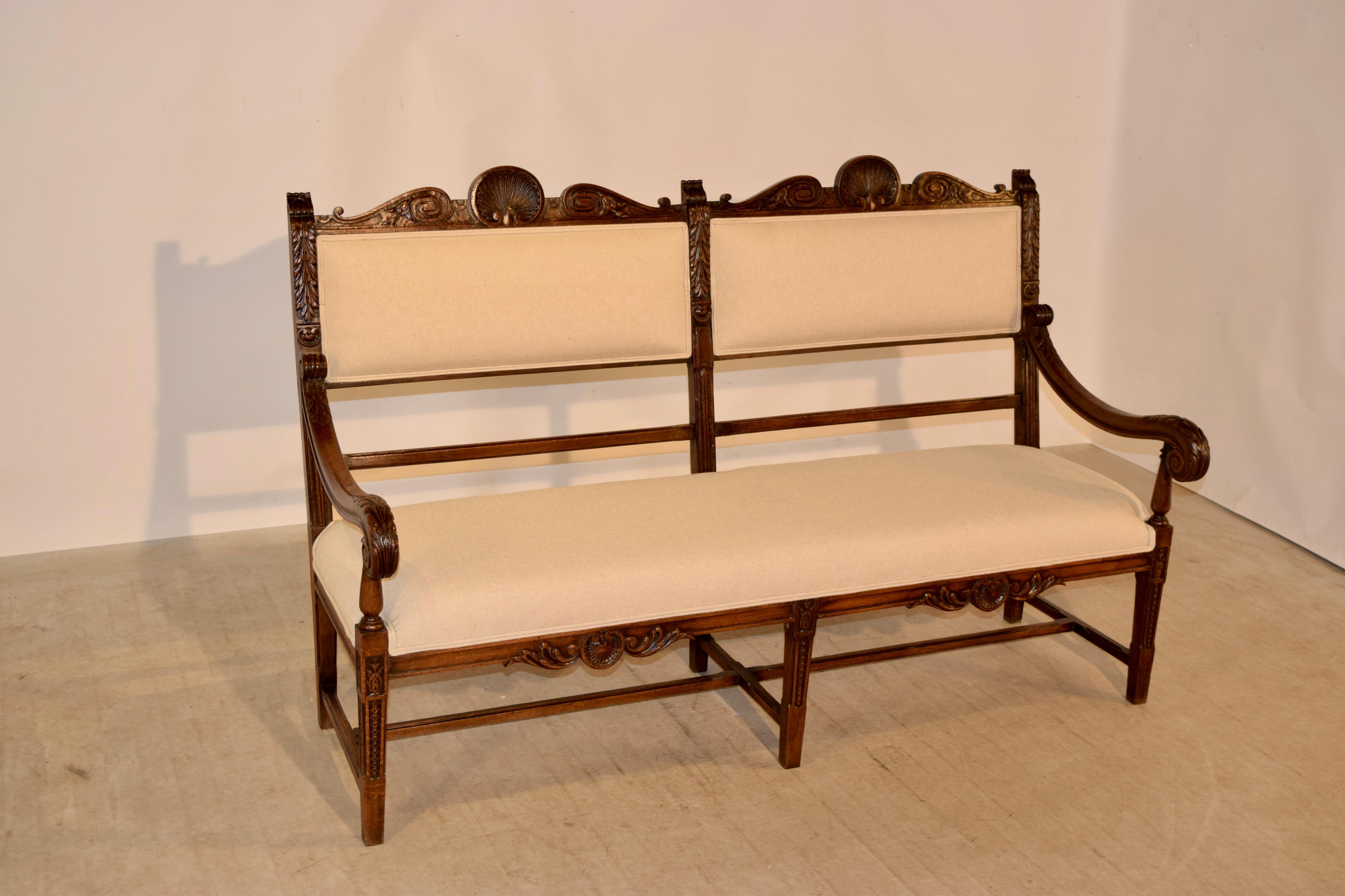 19th Century French Upholstered Bench 4