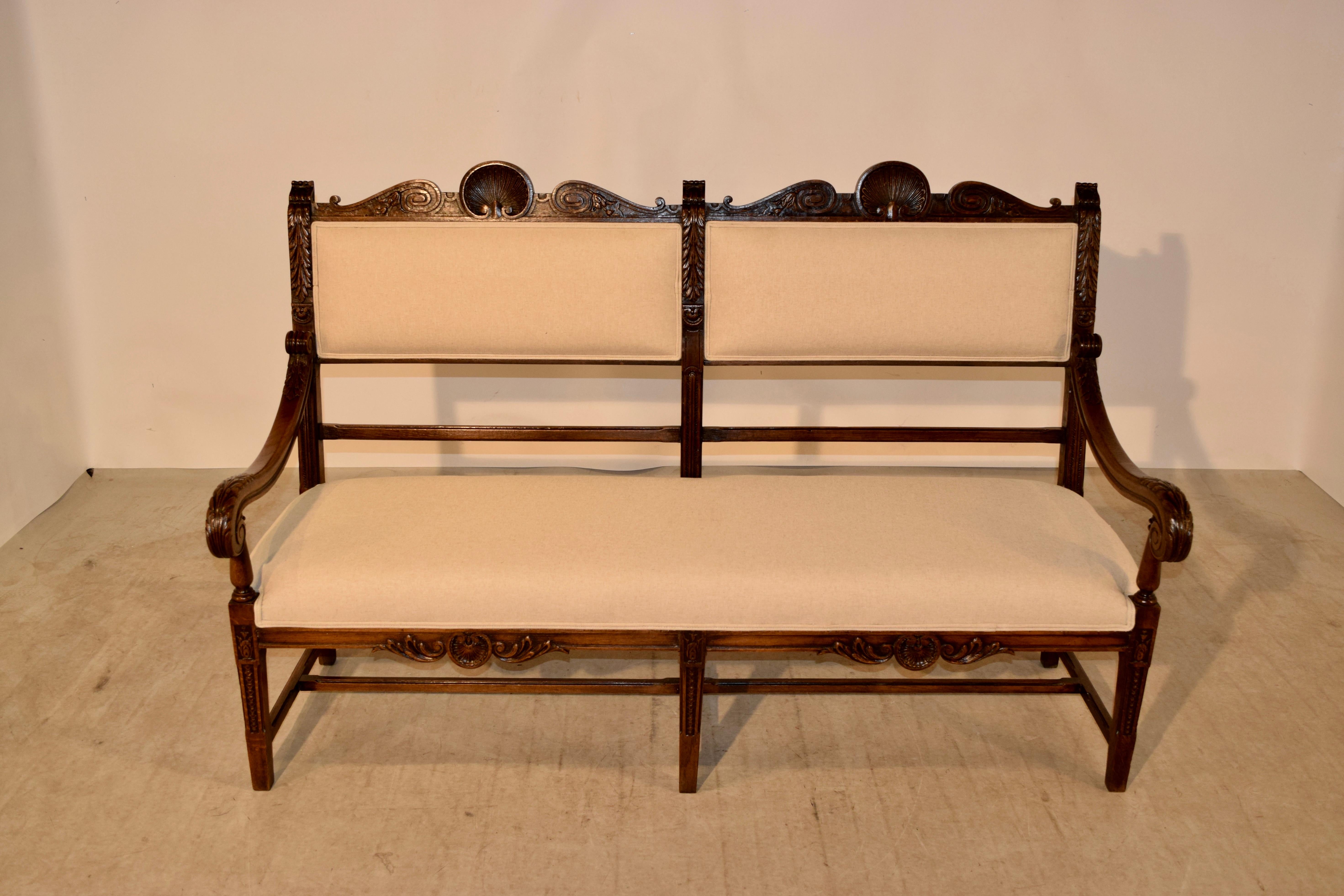19th Century French Upholstered Bench In Good Condition In High Point, NC