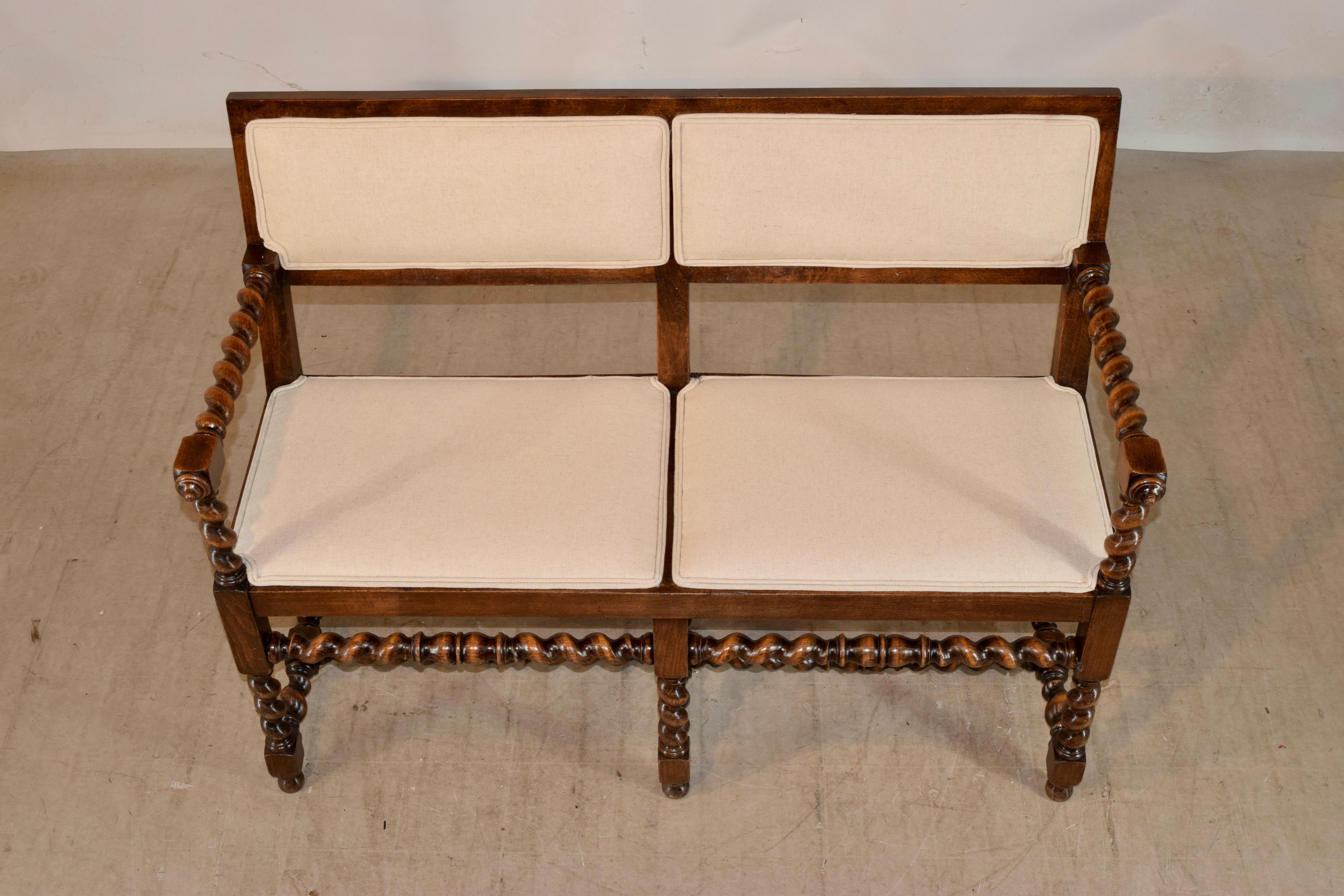 19th Century French Upholstered Bench 1