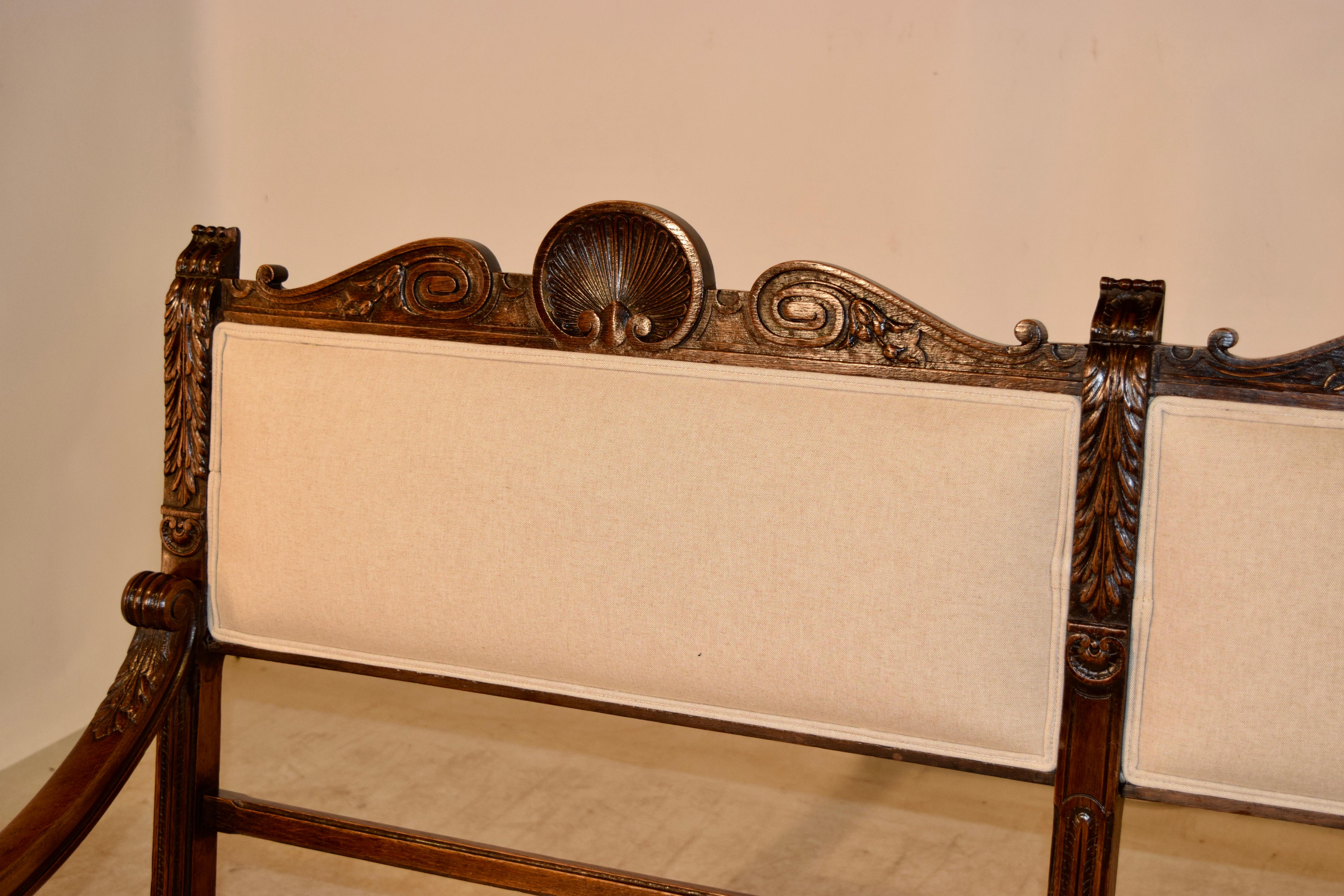 19th Century French Upholstered Bench 2
