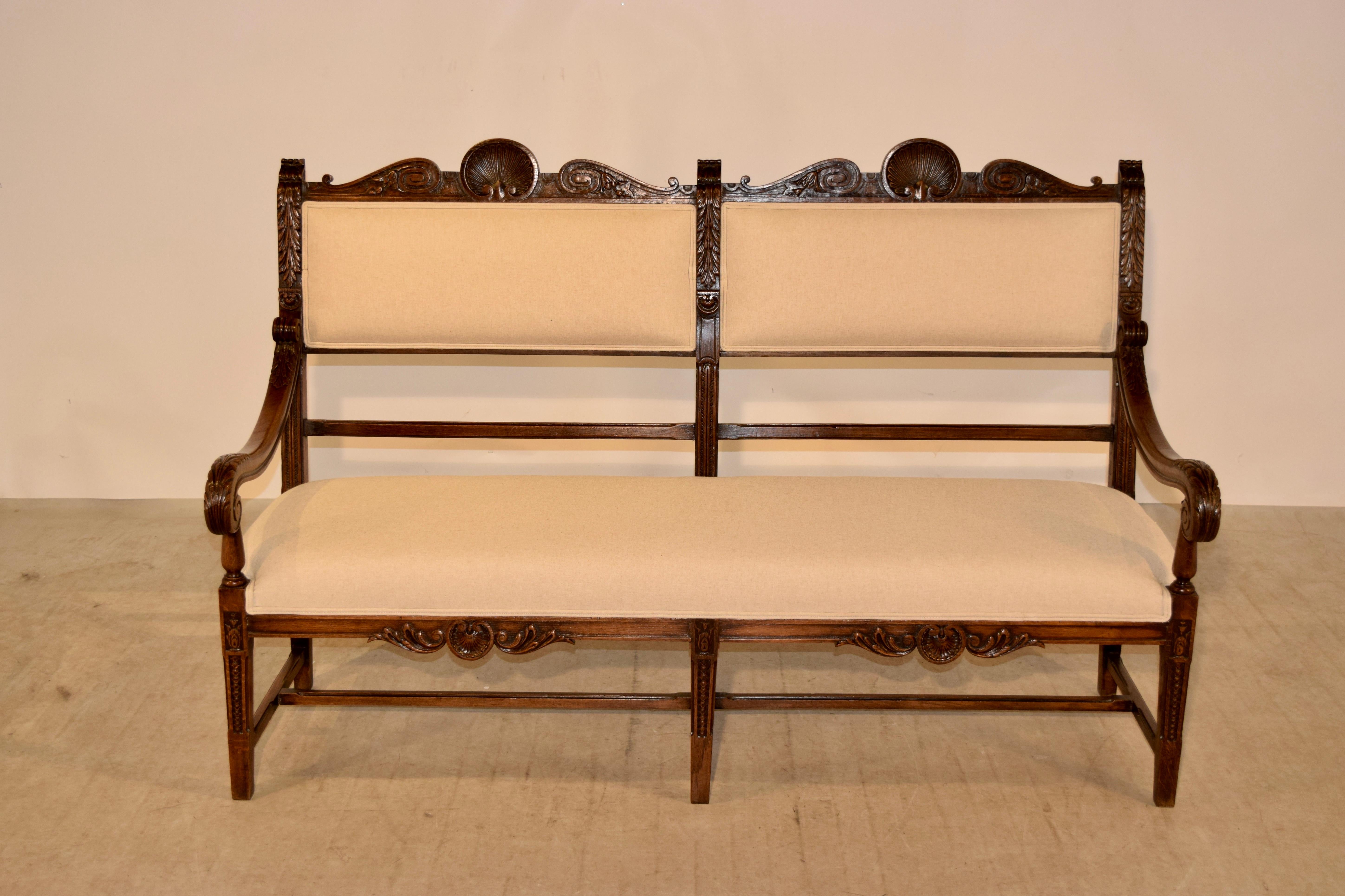 19th Century French Upholstered Bench 3