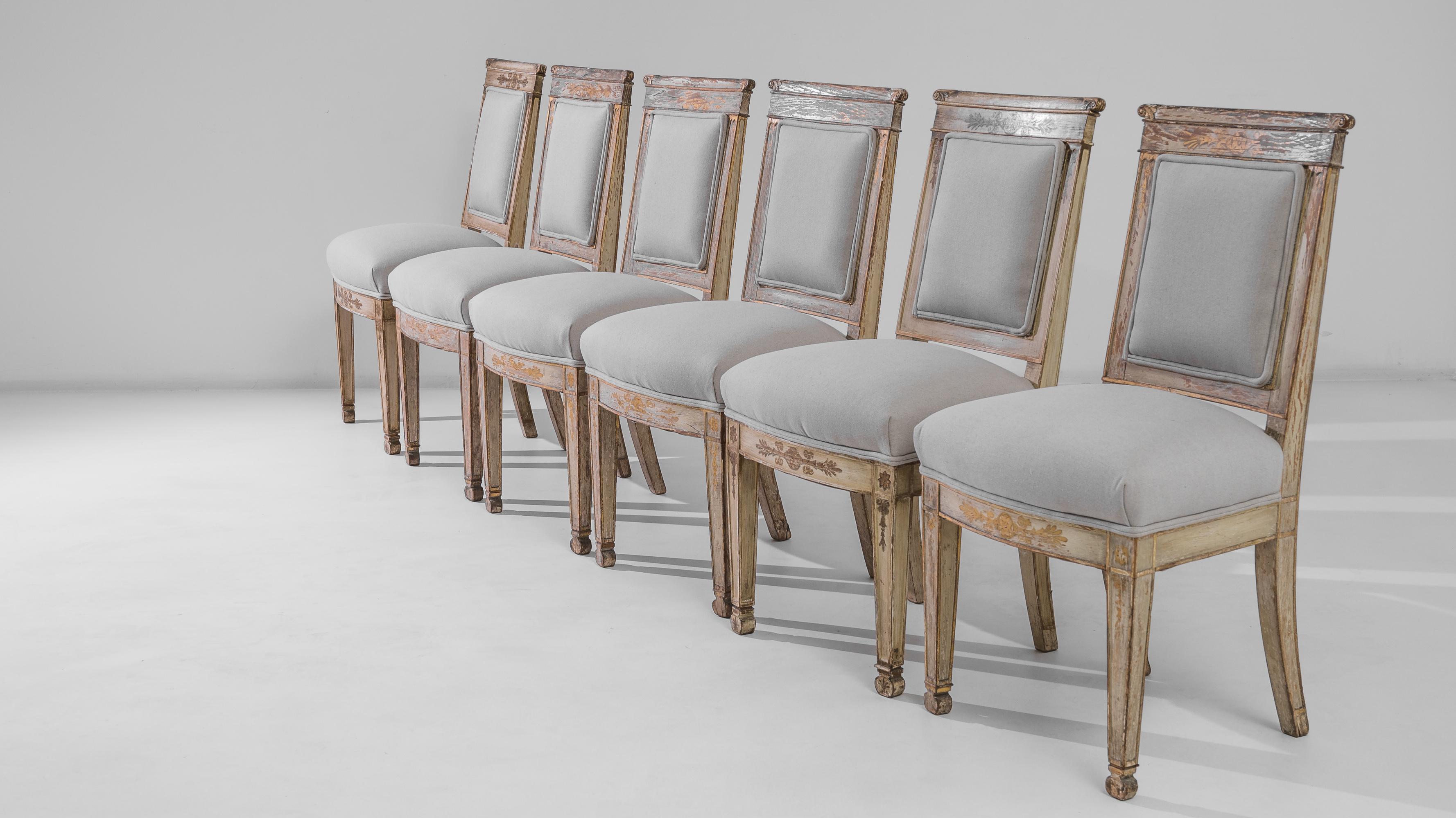 19th Century French Upholstered Dining Chairs, Set of Six 3
