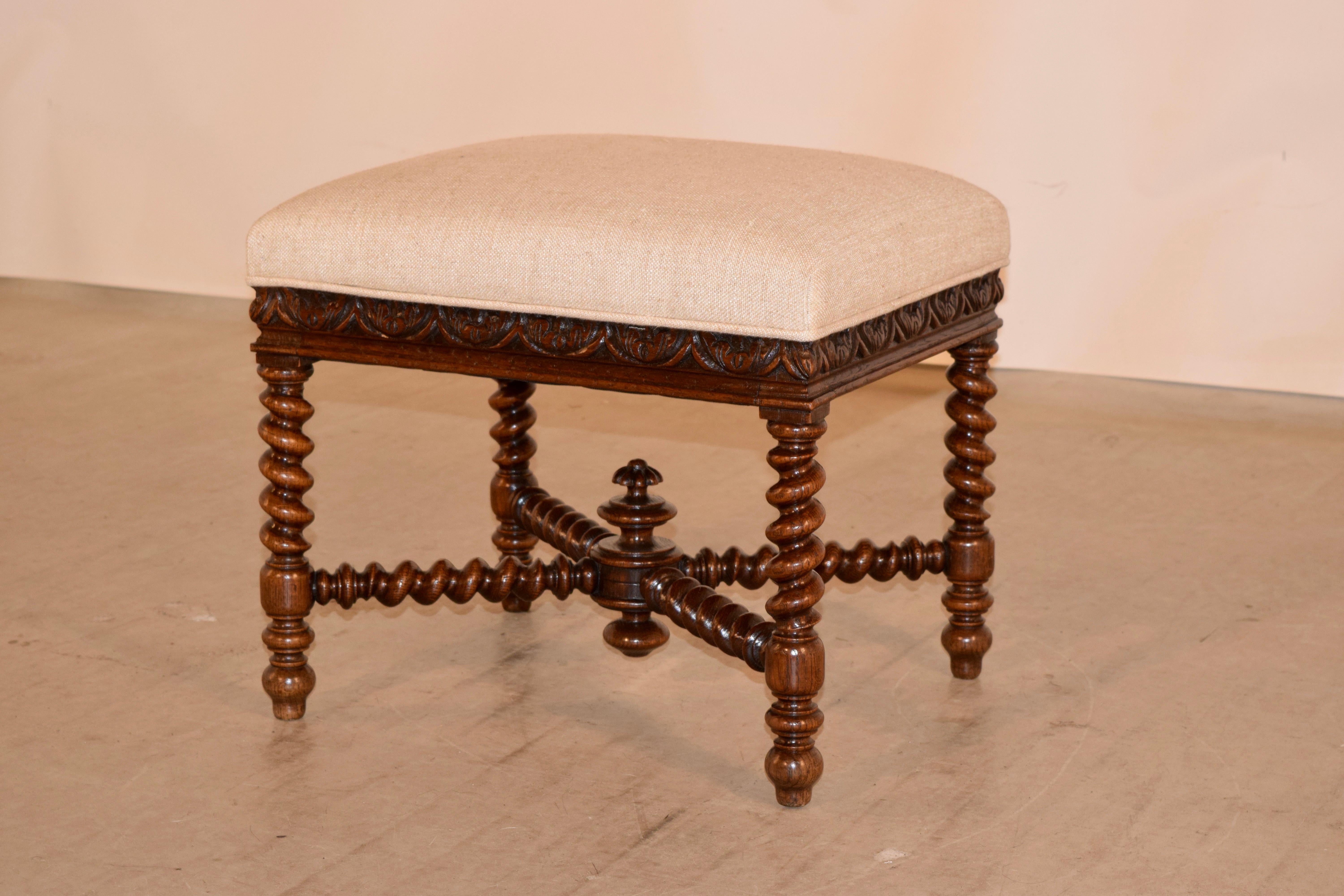 Napoleon III 19th Century French Upholstered Stool
