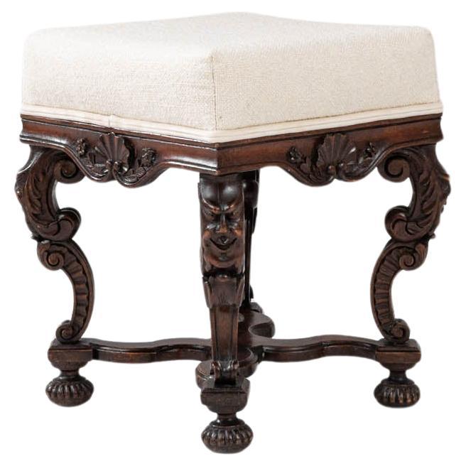 19th Century French Upholstered Stool For Sale
