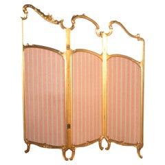 Antique 19th Century French Upholstered Three Fold Screen