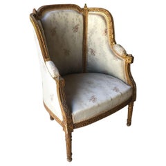 19th Century French Upholstered Wooden Armchair, 1890s