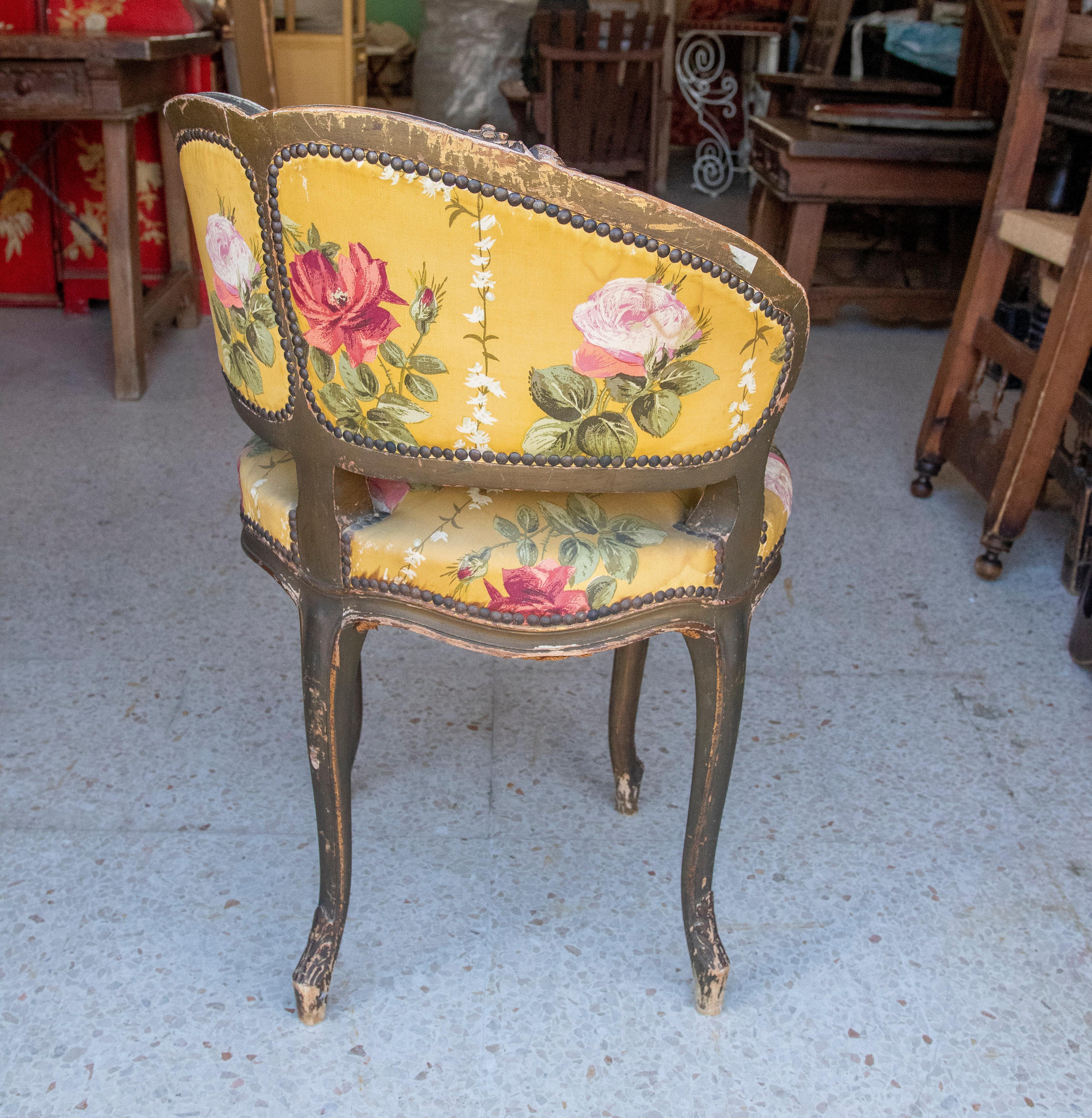 19th Century French Upholstered Wooden Corner Chair 7