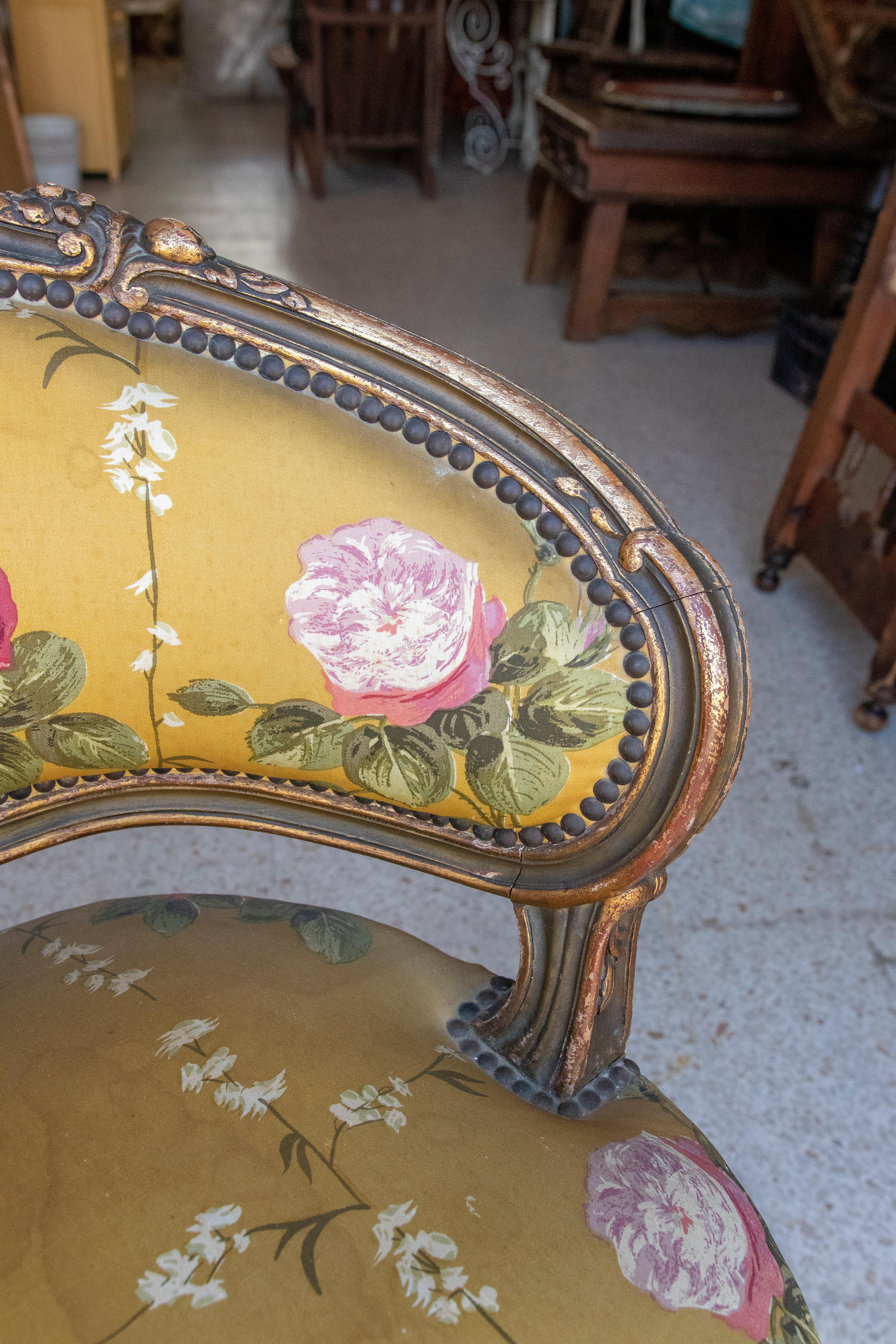 19th Century French Upholstered Wooden Corner Chair 10