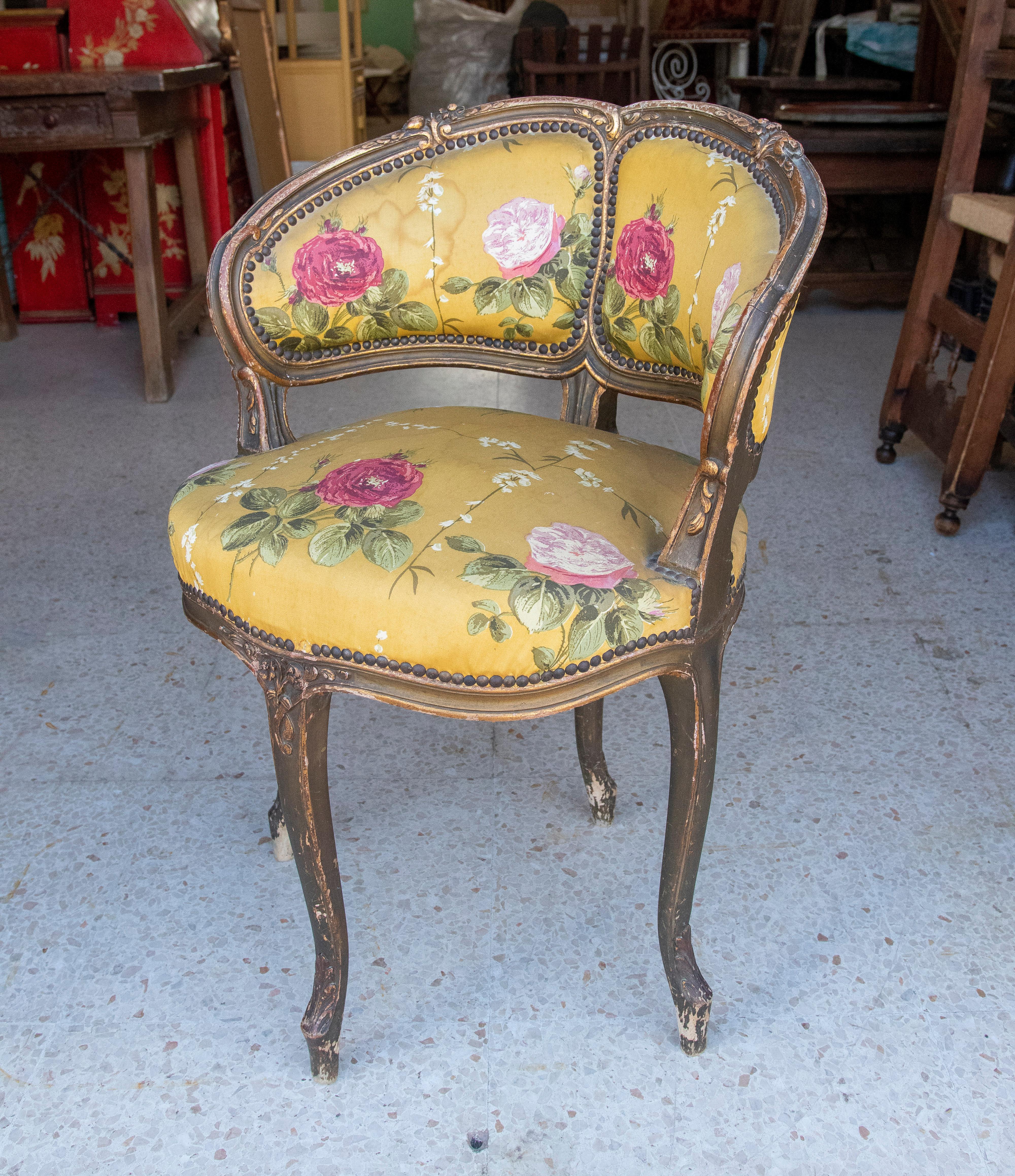 19th Century French Upholstered Wooden Corner Chair 1