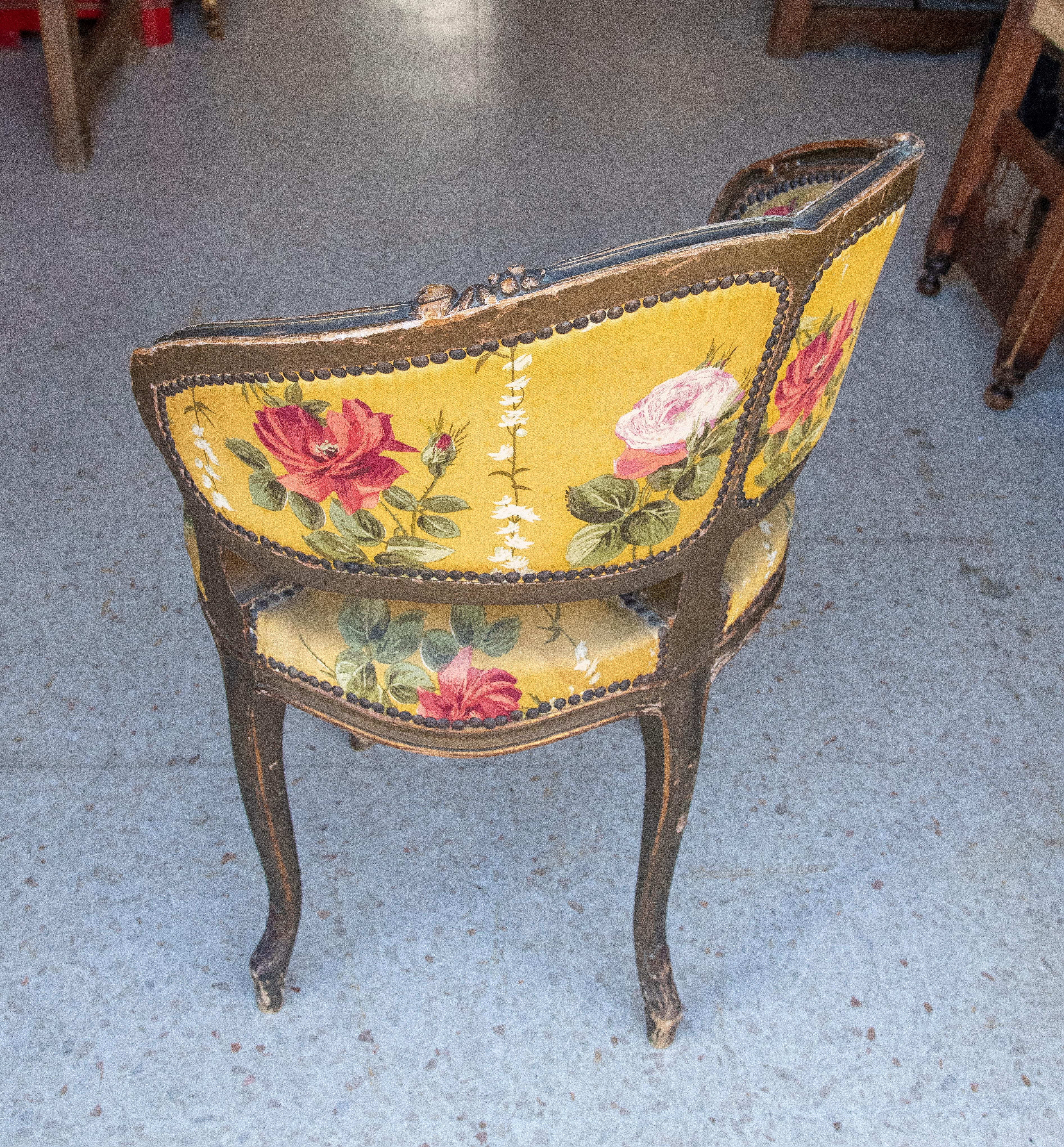 19th Century French Upholstered Wooden Corner Chair 5
