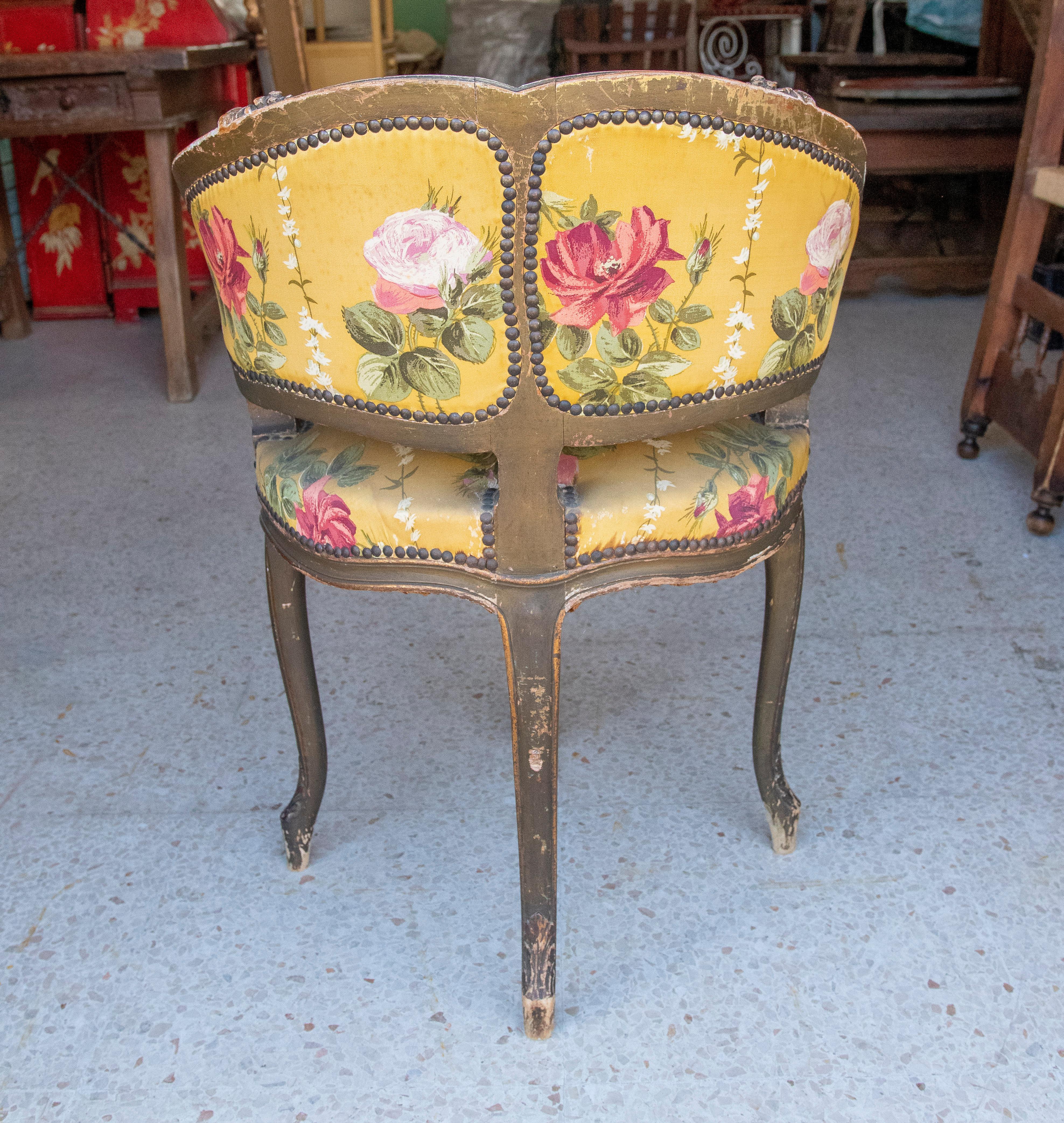 19th Century French Upholstered Wooden Corner Chair 6