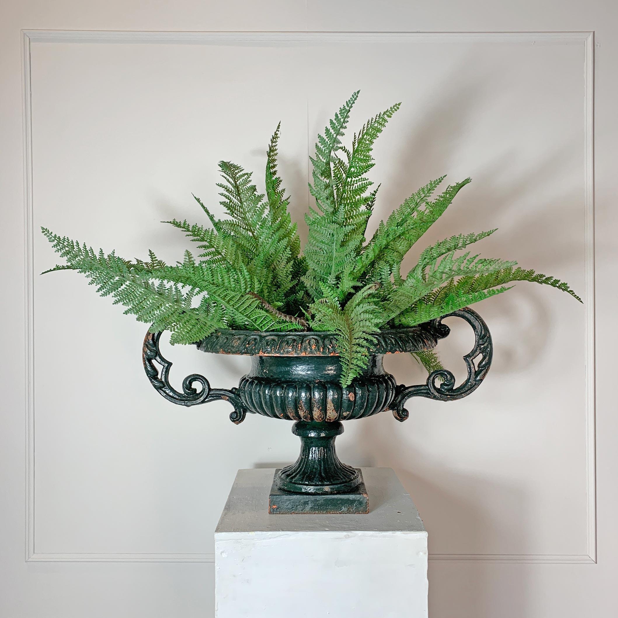 Iron 19th Century Green French Urn with Handles For Sale