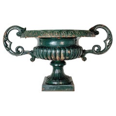 19th Century Green French Urn with Handles