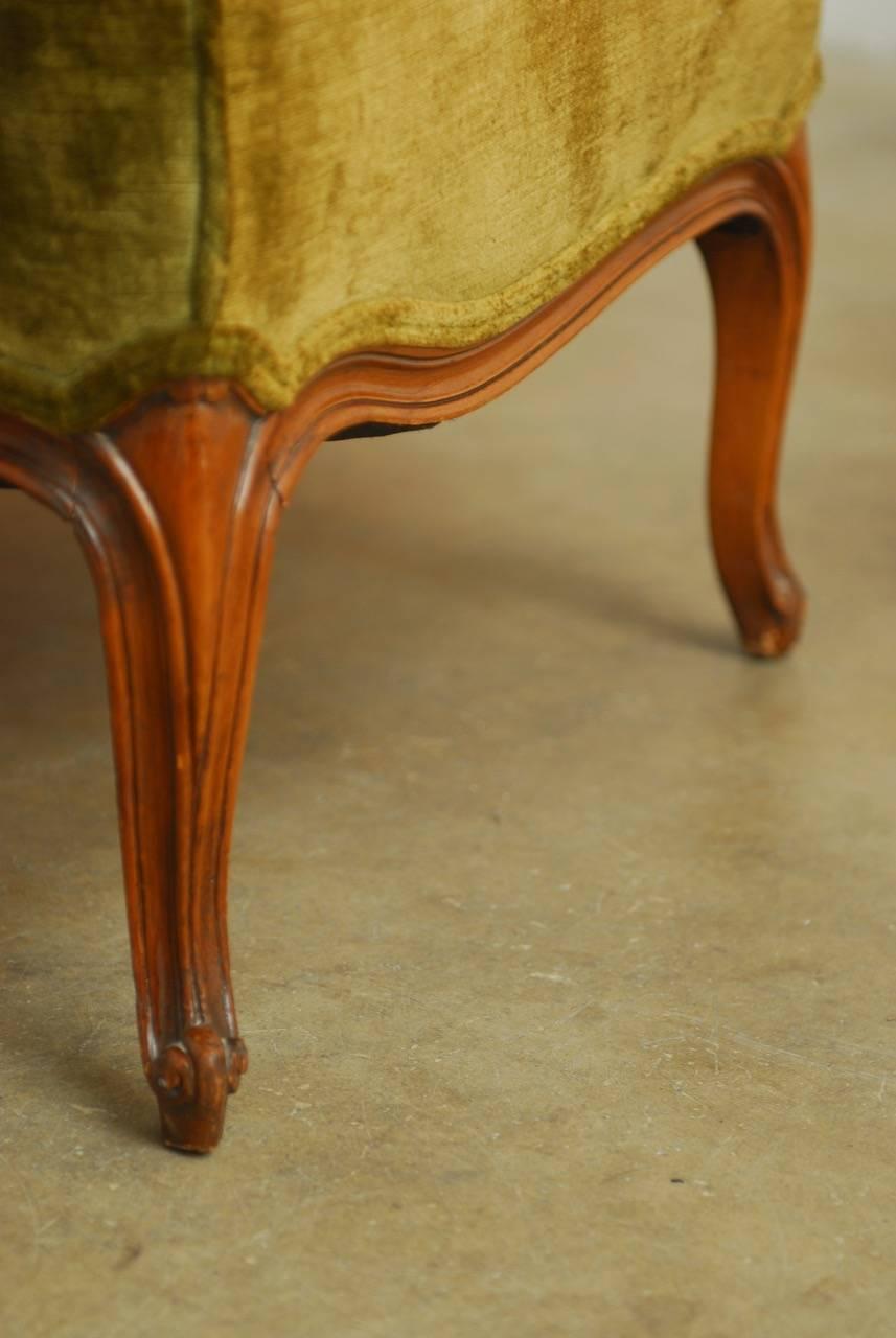 19th Century French Velvet Library Chair with Ottoman 5