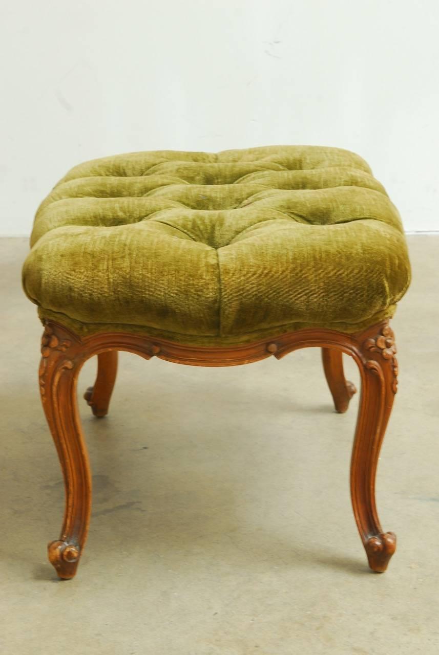 19th Century French Velvet Library Chair with Ottoman 8