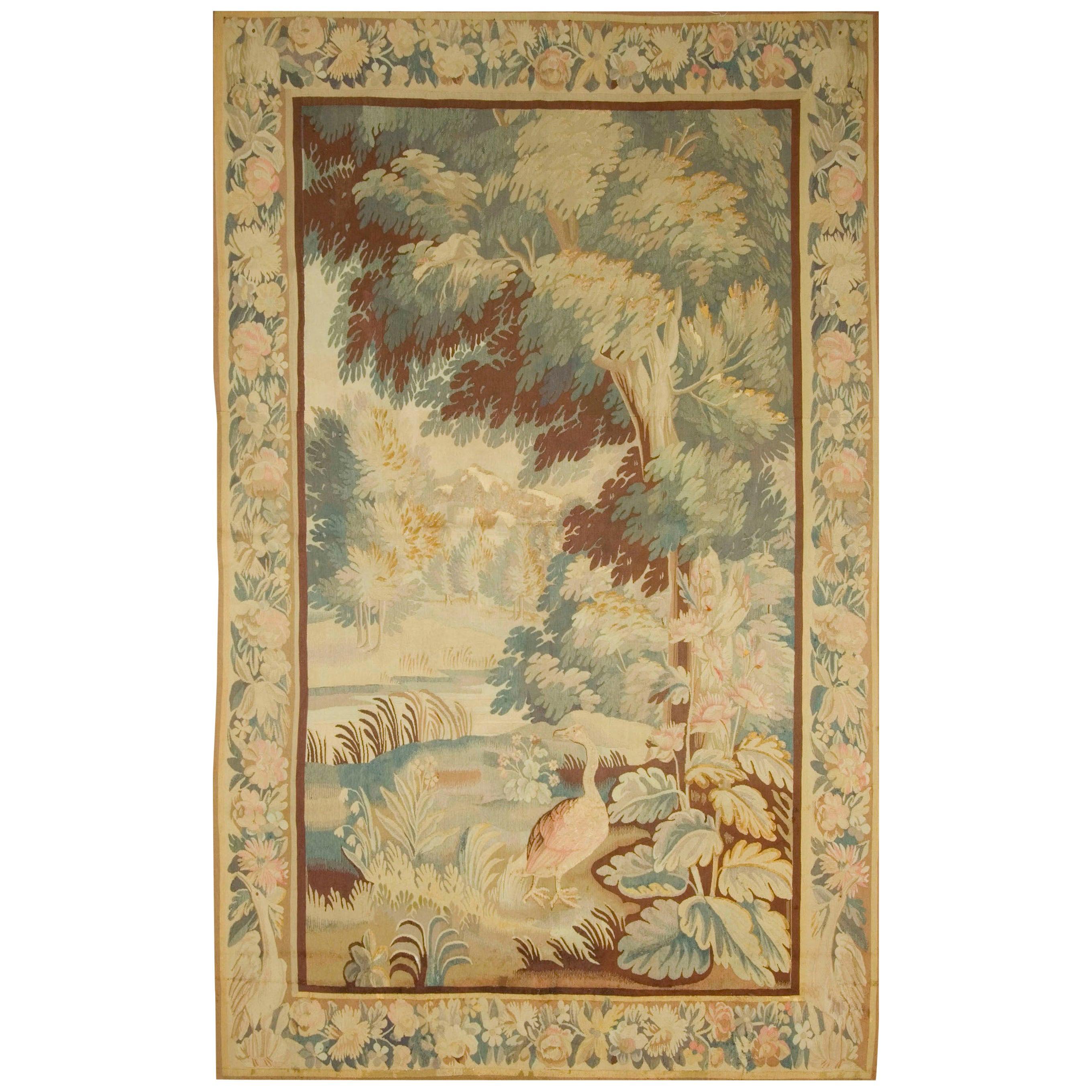 19th Century French Verdure Tapestry, circa 1850  5'7 x 9'1 For Sale