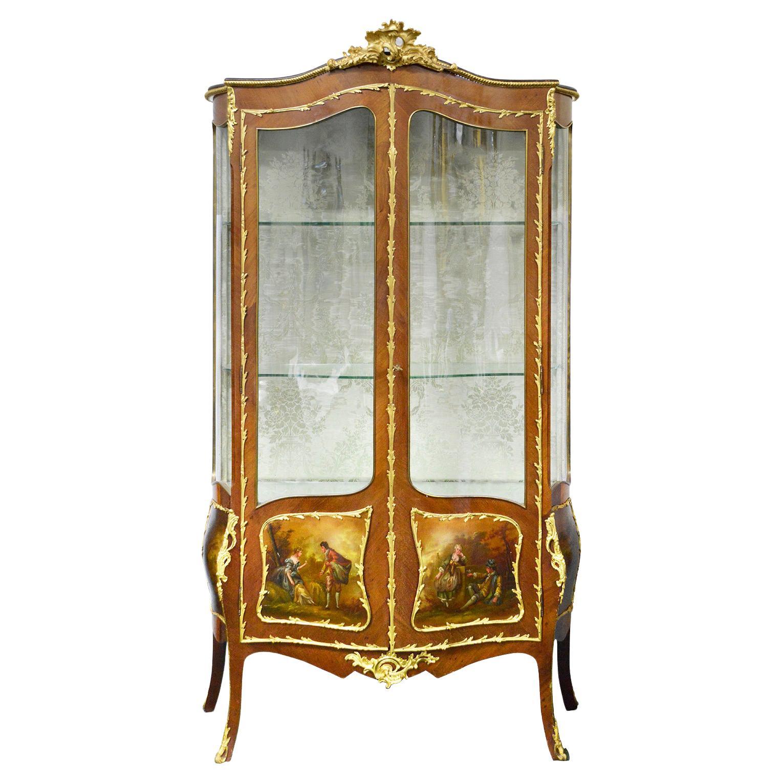 19th Century French Verni Martin Vitrine