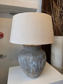 19th Century French Vessel Lamp Terracotta and Grey Clay