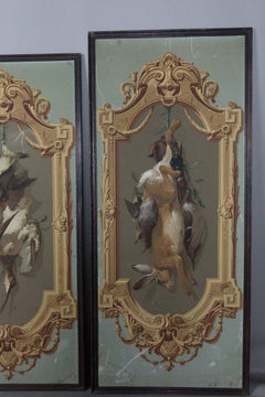 19th century French Victor Dumont Hunting Theme Panel Wallpaper