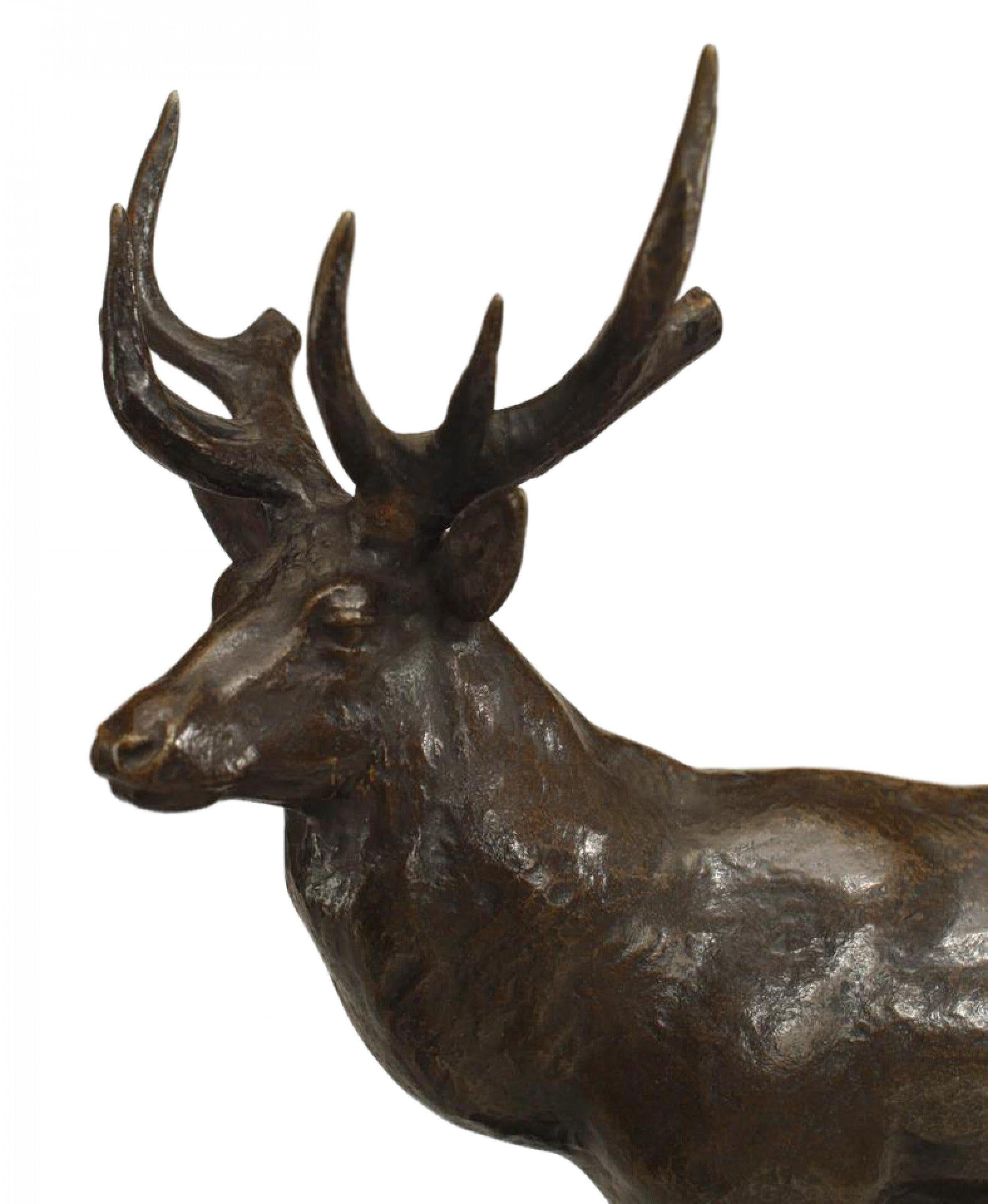 19th Century French Victorian Bronze Stag Sculpture In Good Condition For Sale In New York, NY