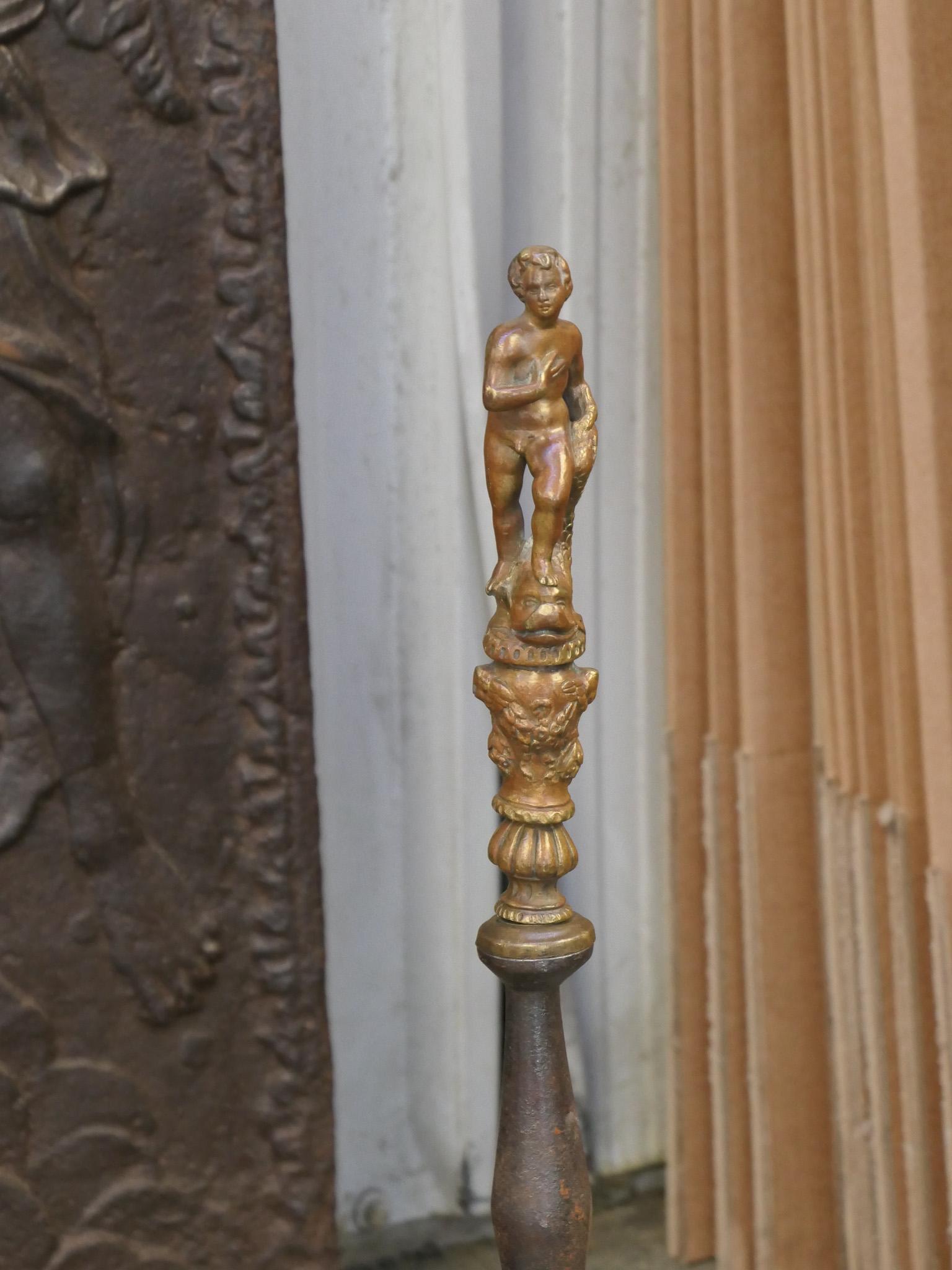 Ferro battuto Griglia per caminetto o cesto per il fuoco vittoriano francese del XIX secolo in vendita