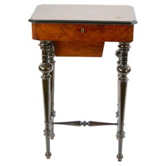 19th Century French Victorian Style Walnut & Ebonized Work Table