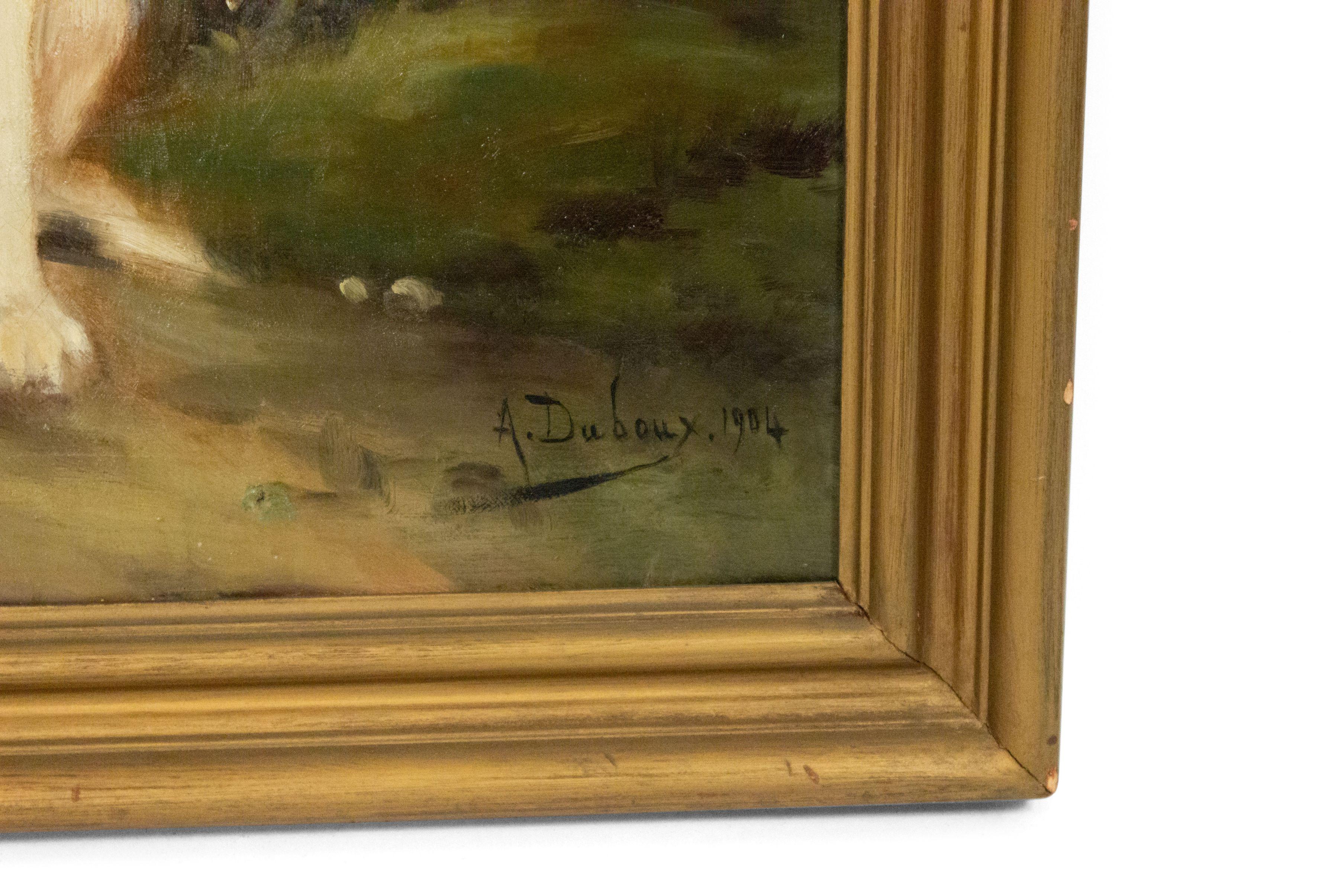 19th Century French Victorian Terrier Oil Painting Signed For Sale 1