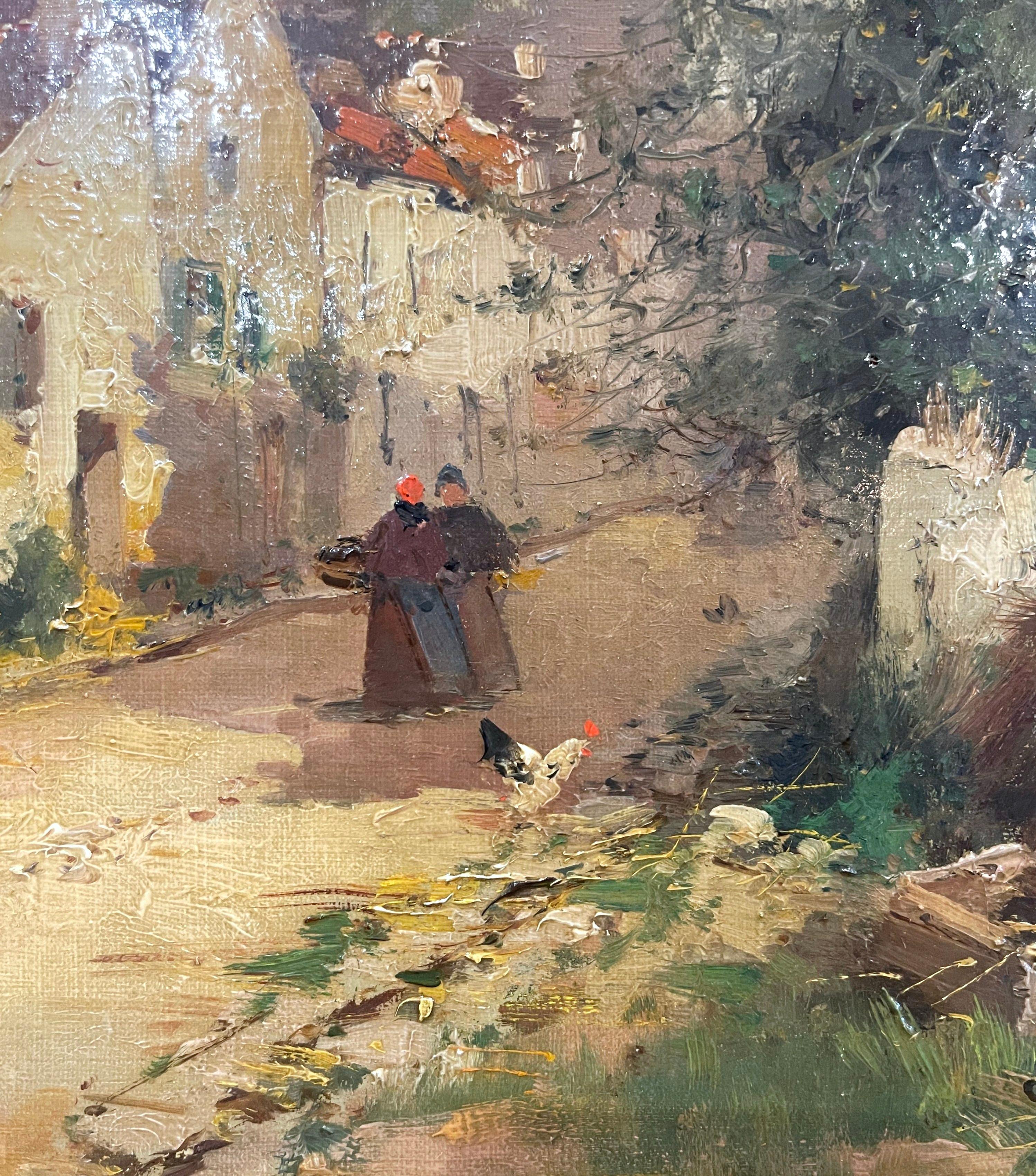 Peinture à l'huile sur toile d'un village français du 19e siècle signée E. Galien-Laloue en vente 3