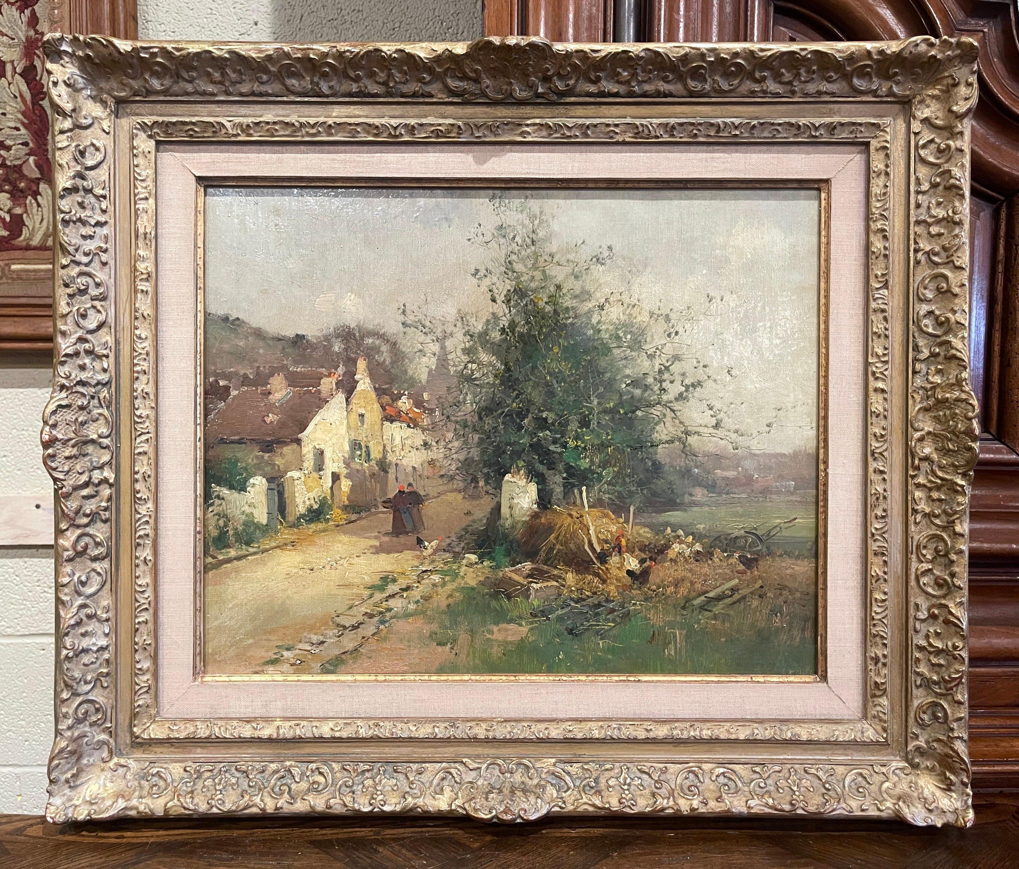 XIXe siècle Peinture à l'huile sur toile d'un village français du 19e siècle signée E. Galien-Laloue en vente