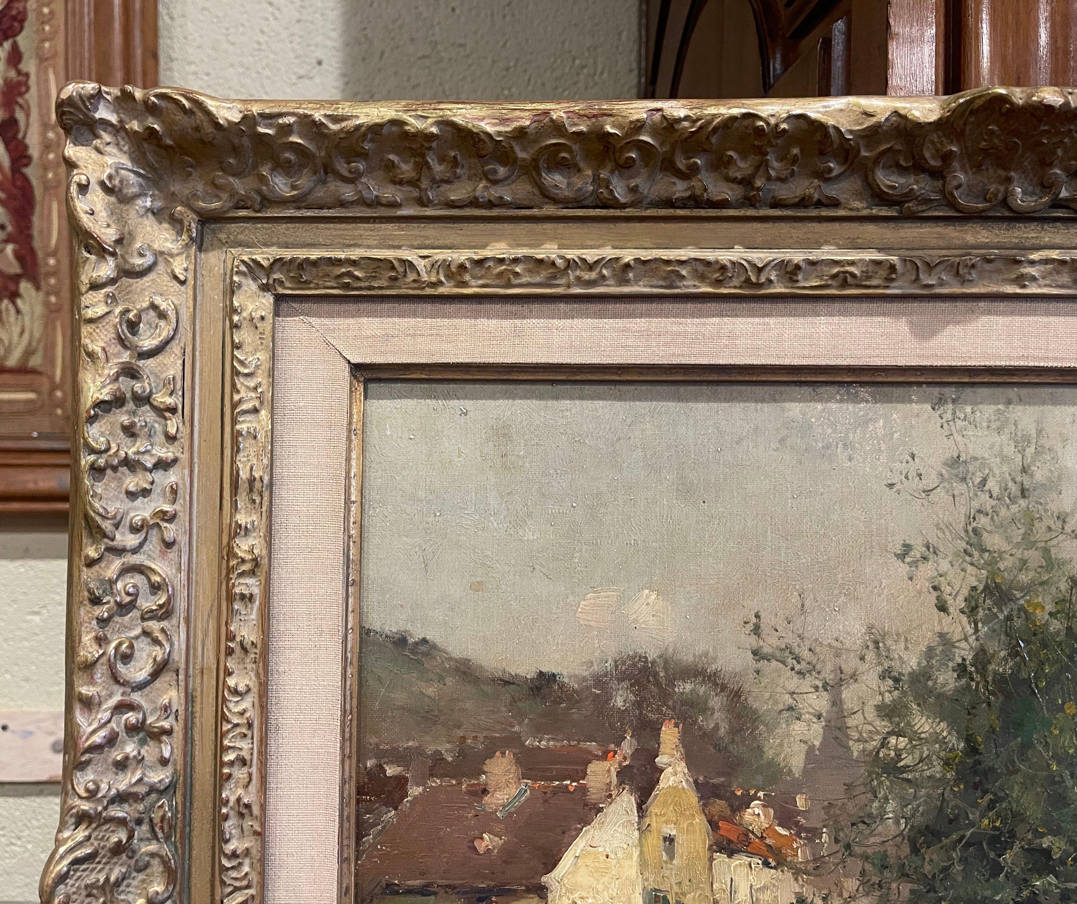 Toile Peinture à l'huile sur toile d'un village français du 19e siècle signée E. Galien-Laloue en vente