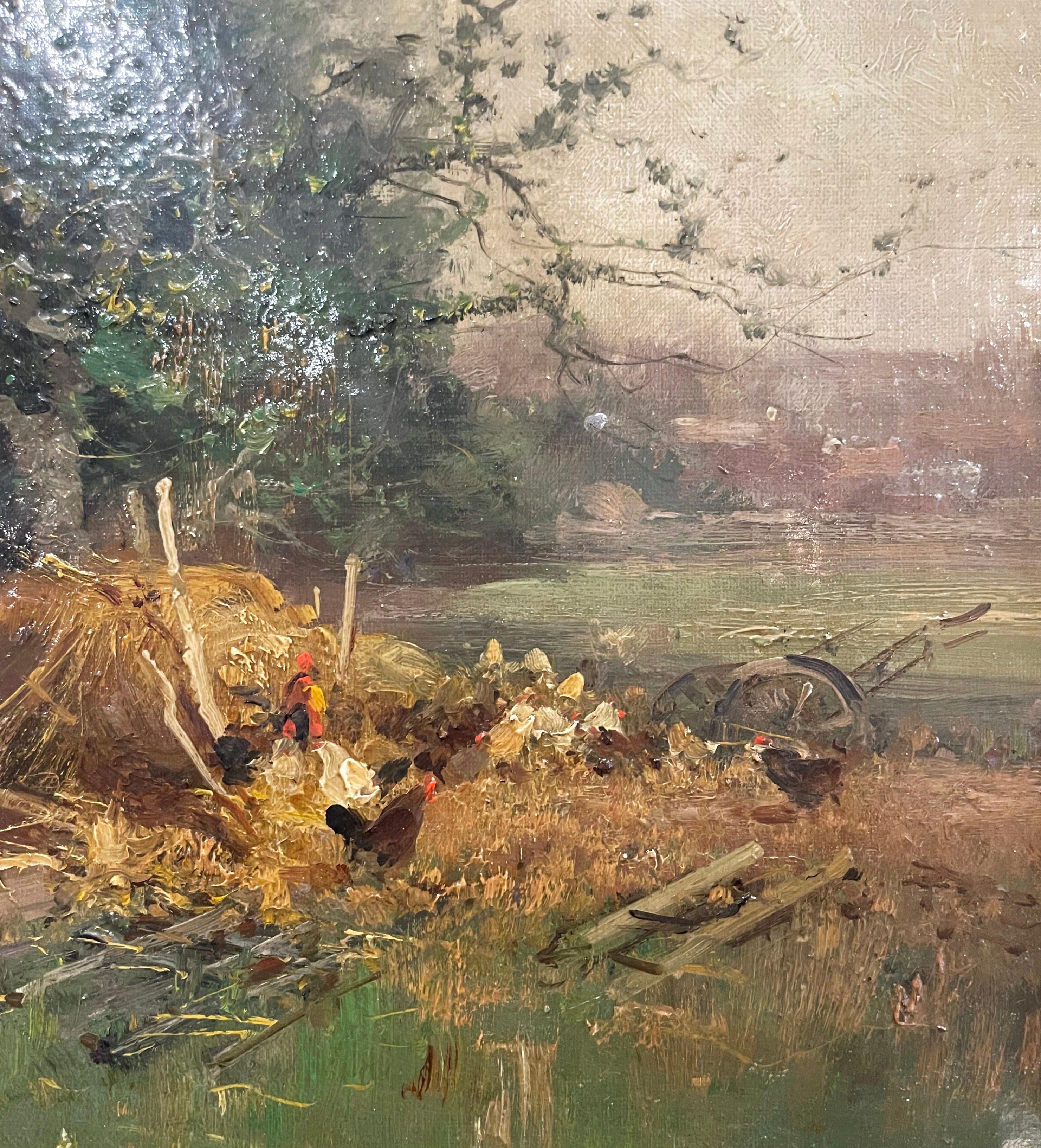 Peinture à l'huile sur toile d'un village français du 19e siècle signée E. Galien-Laloue en vente 2